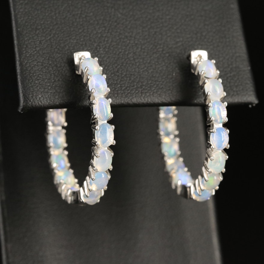 Sterling Opal Inside-Out Hoop Earrings