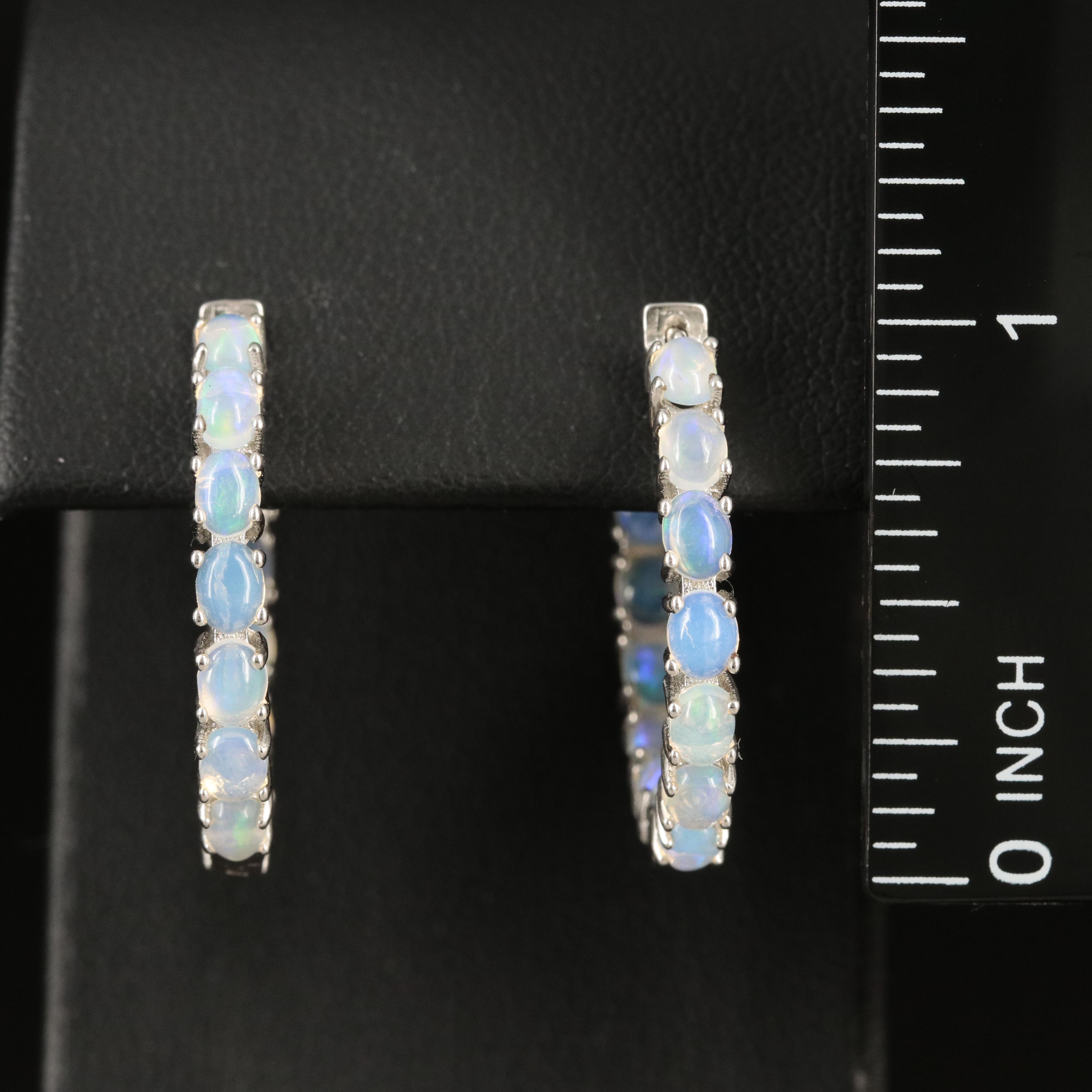 Sterling Opal Inside-Out Hoop Earrings