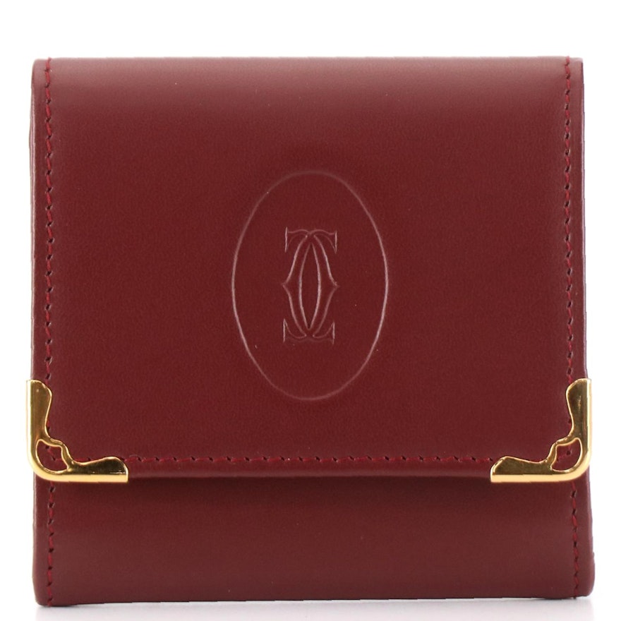 Cartier Coin Pouch in Burgundy Leather with Box