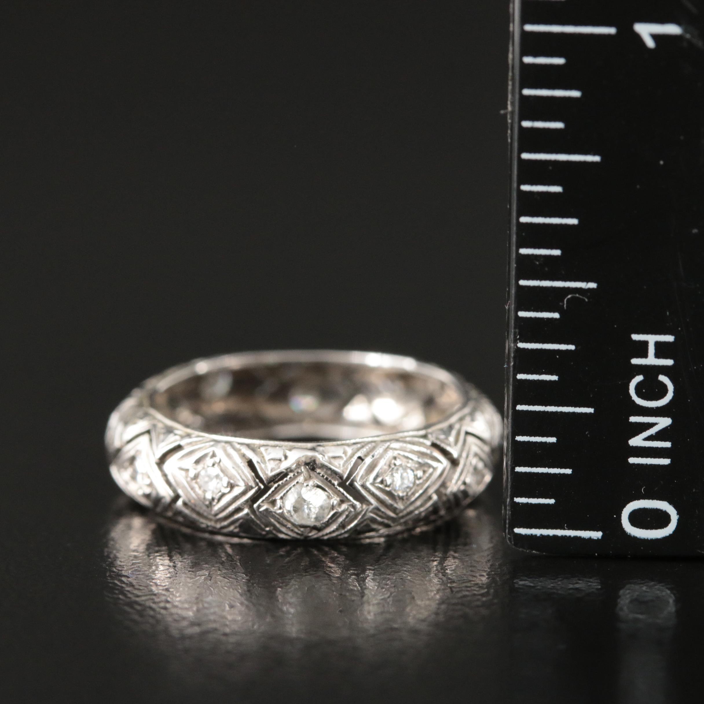 Art Deco Platinum 0.22 CTW Diamond Pierce Work Band