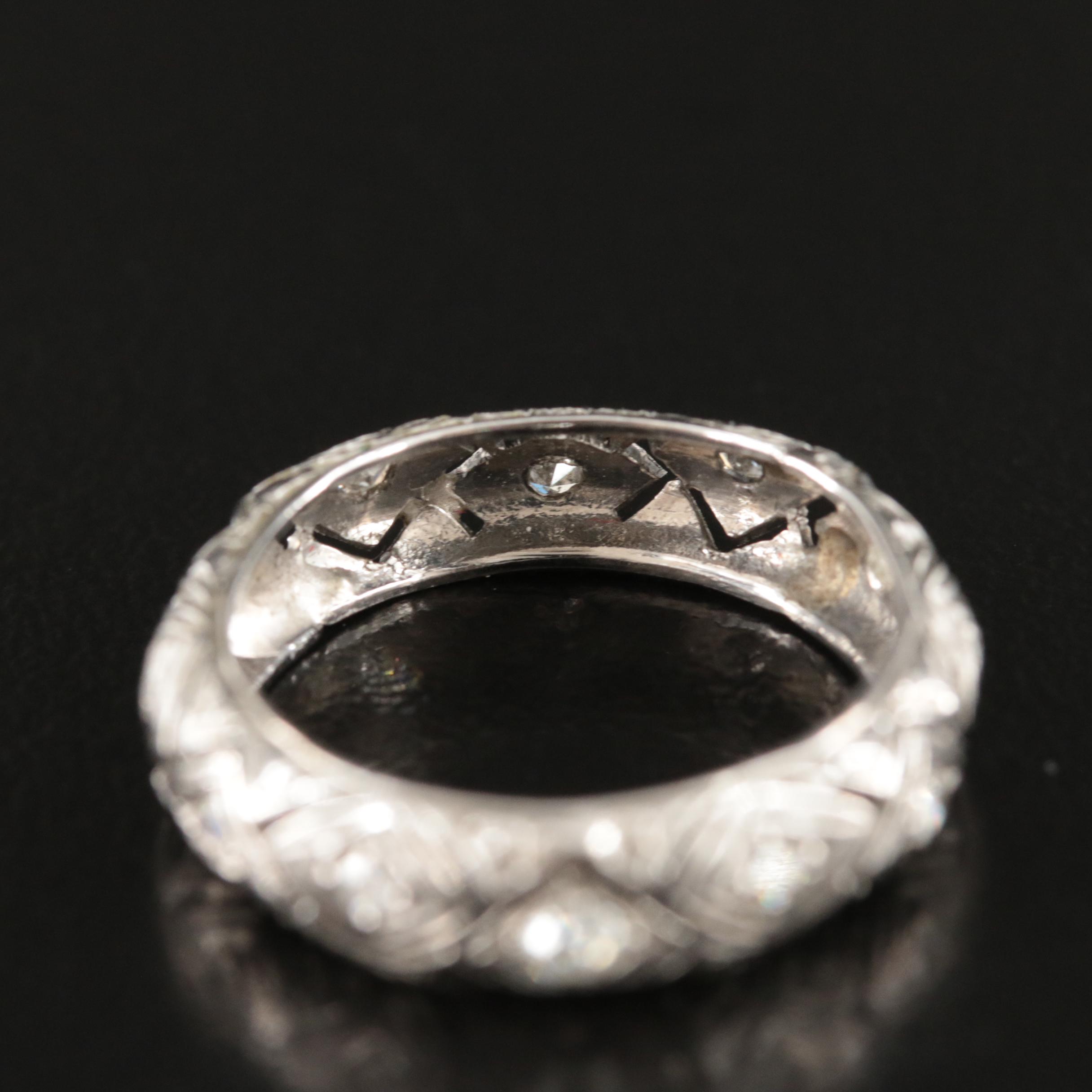 Art Deco Platinum 0.22 CTW Diamond Pierce Work Band