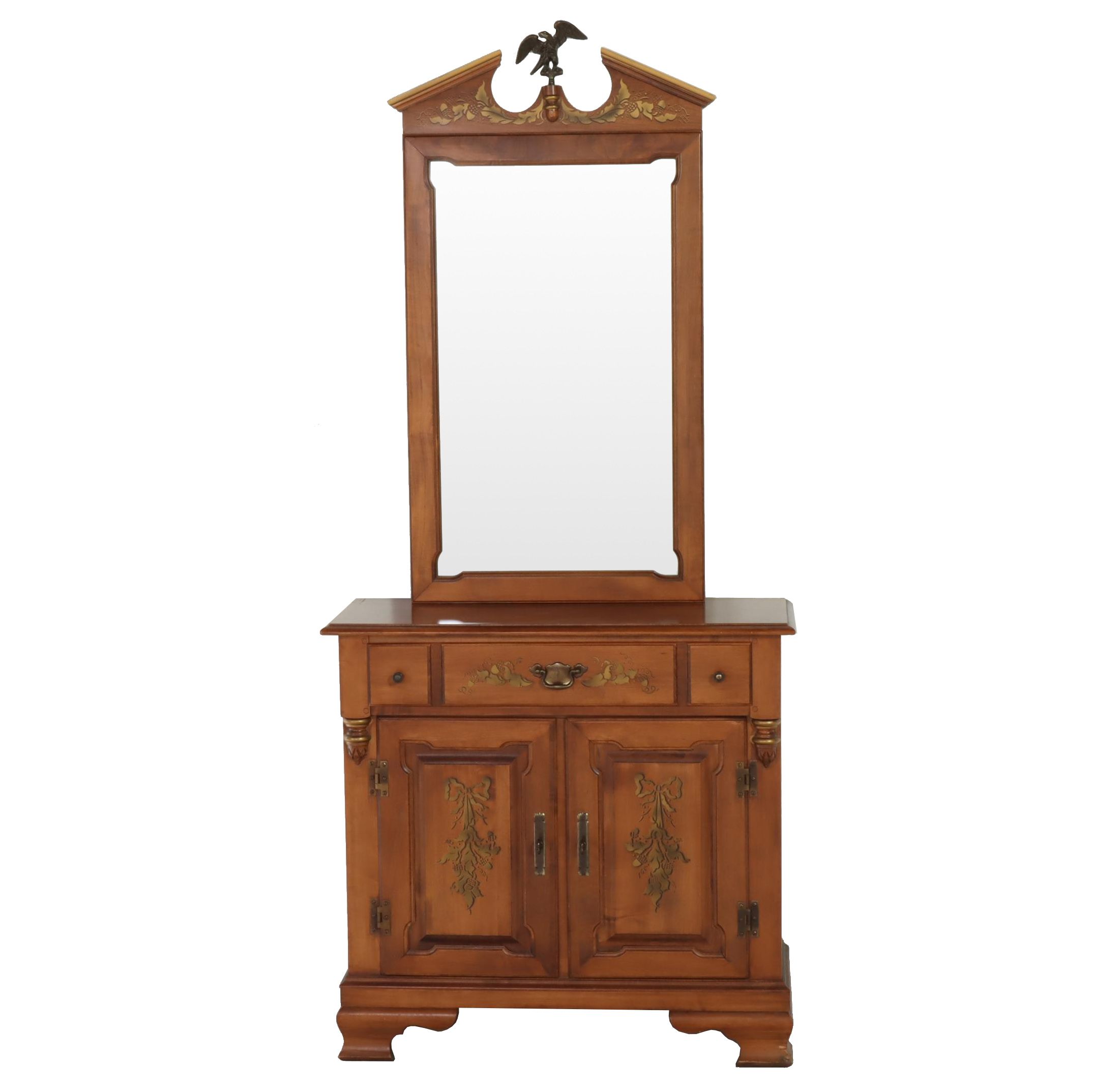 Tell City Chair Co. "Young Republic" Gilt-Stenciled Maple Console and Mirror