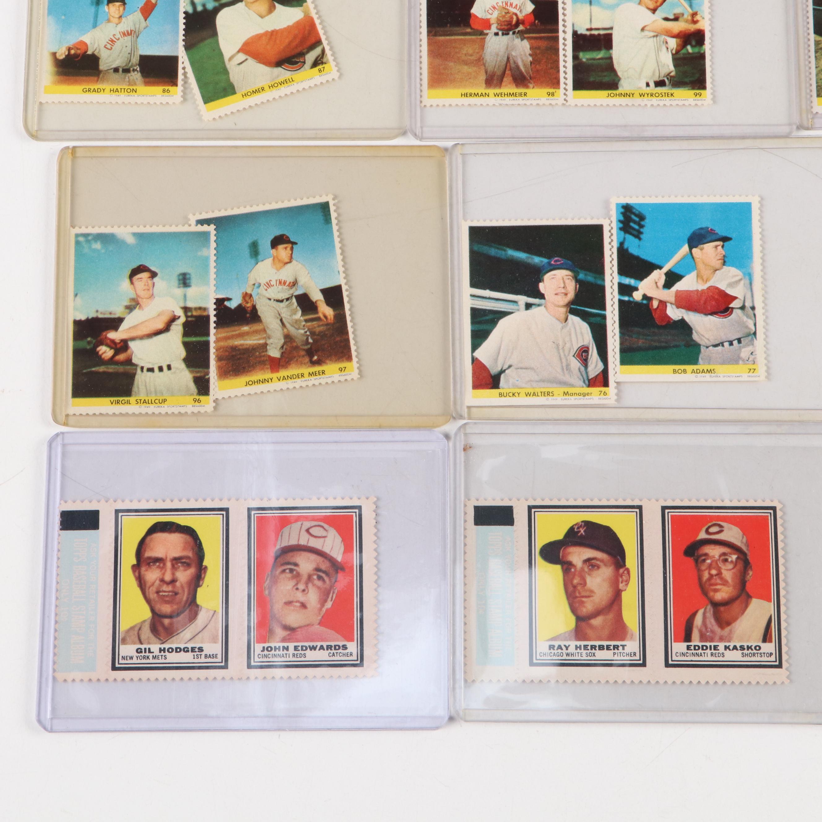 Topps and More Baseball Stamps with Juan Marichal, Gil Hodges, 1940s–1960s
