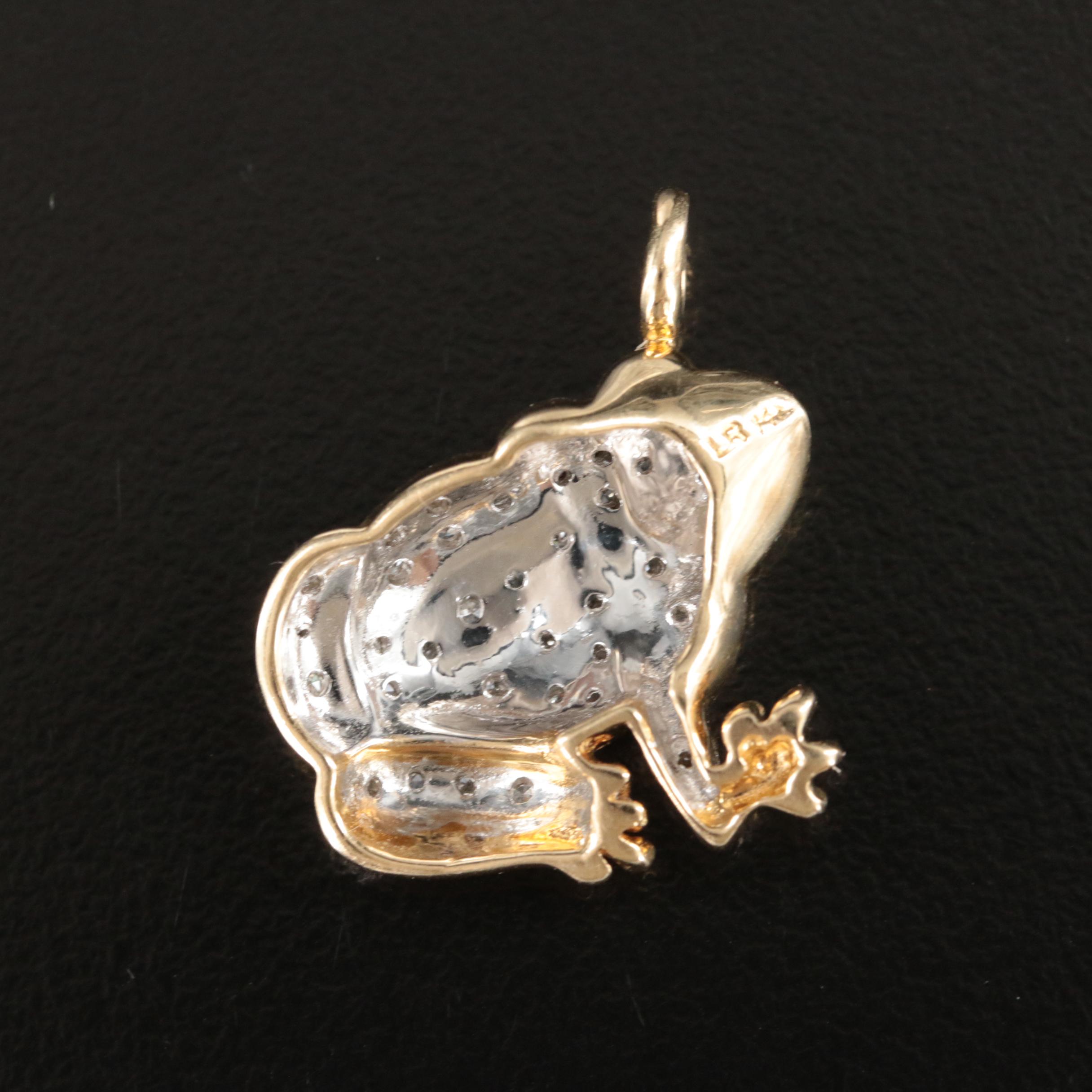 14K Emerald and Diamond Frog Pendant