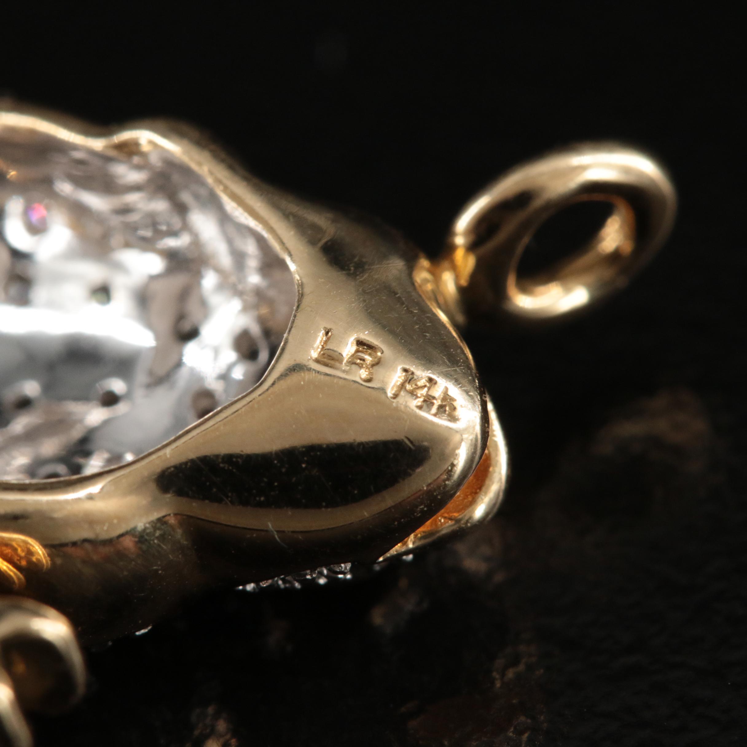 14K Emerald and Diamond Frog Pendant