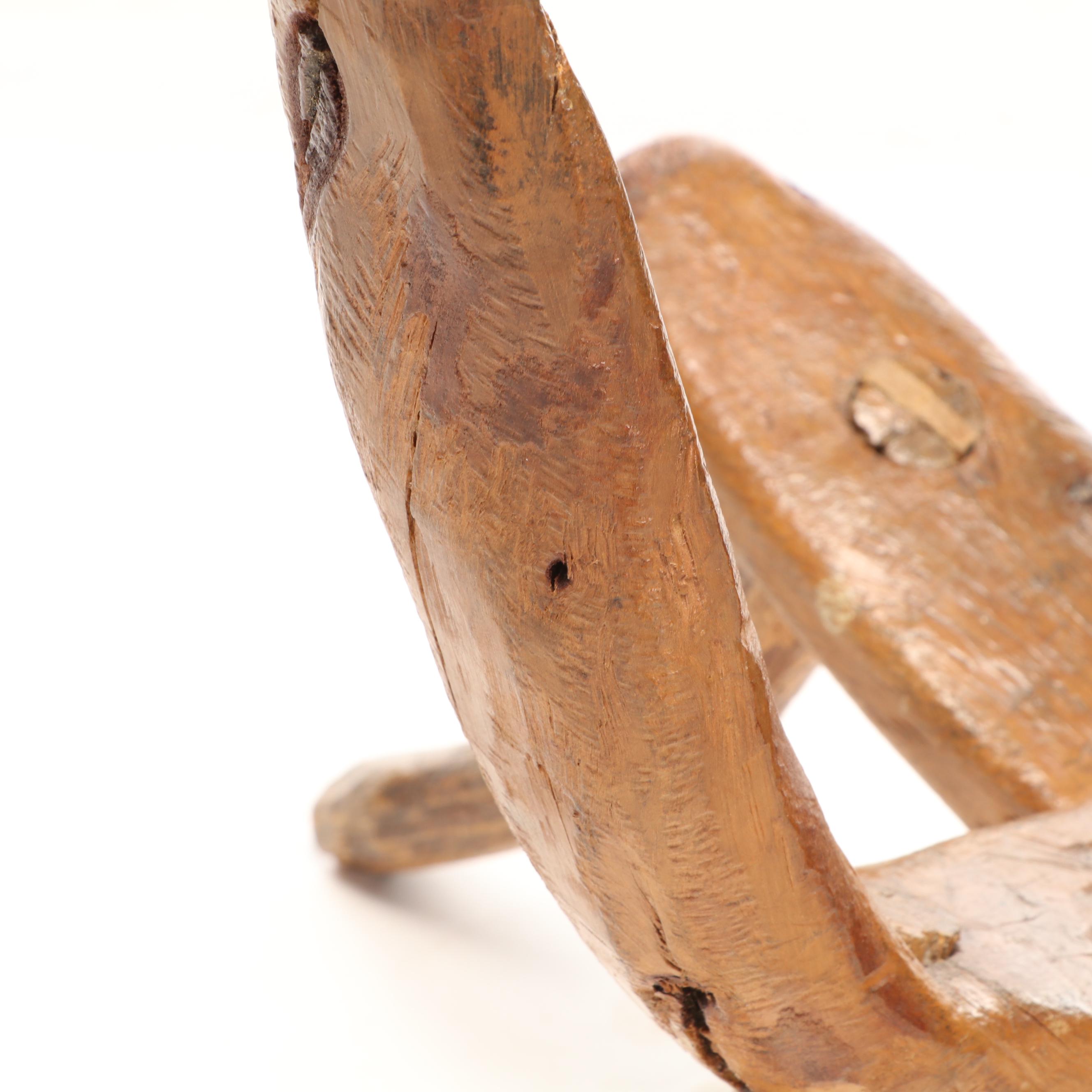 Bench-Made Wooden Tripod Chair with Louis XVI Style Needlepoint Footstool