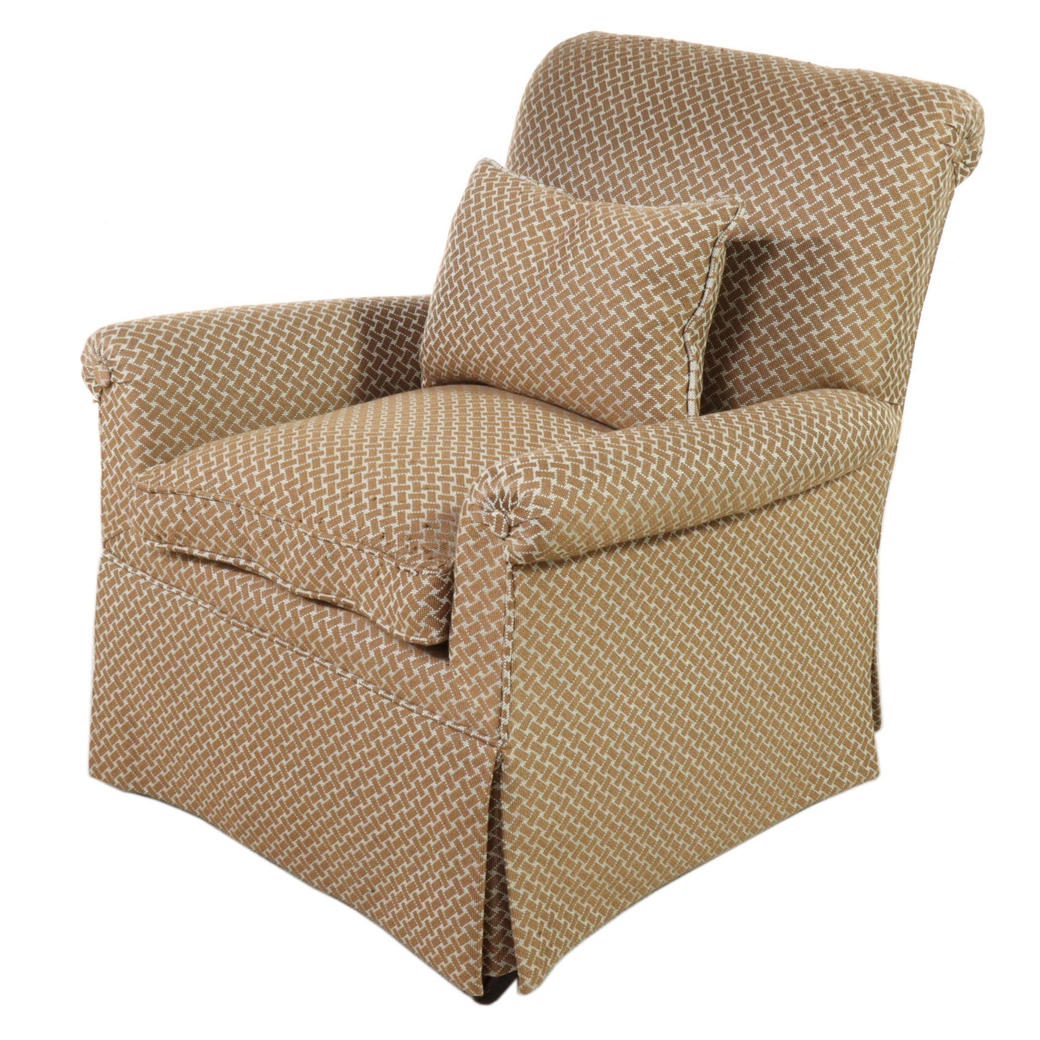 Century Furniture Custom-Upholstered Mahogany Easy Armchair, Early 20th Century