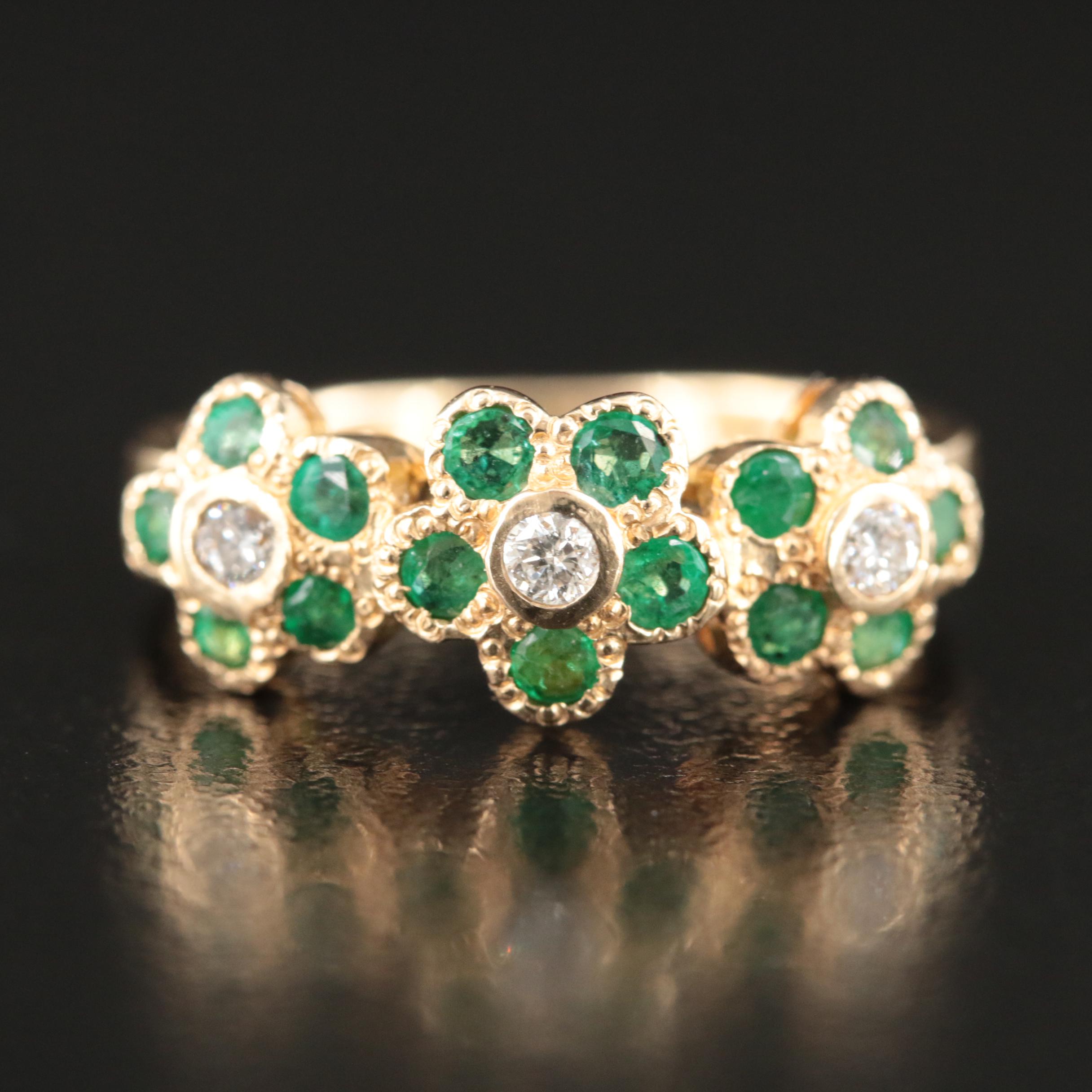 14K Diamond and Emerald Ring