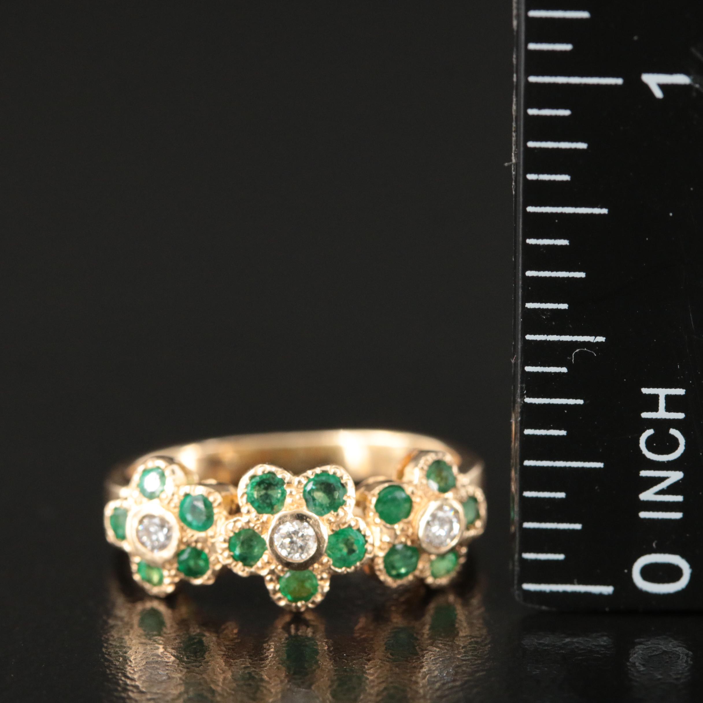 14K Diamond and Emerald Ring