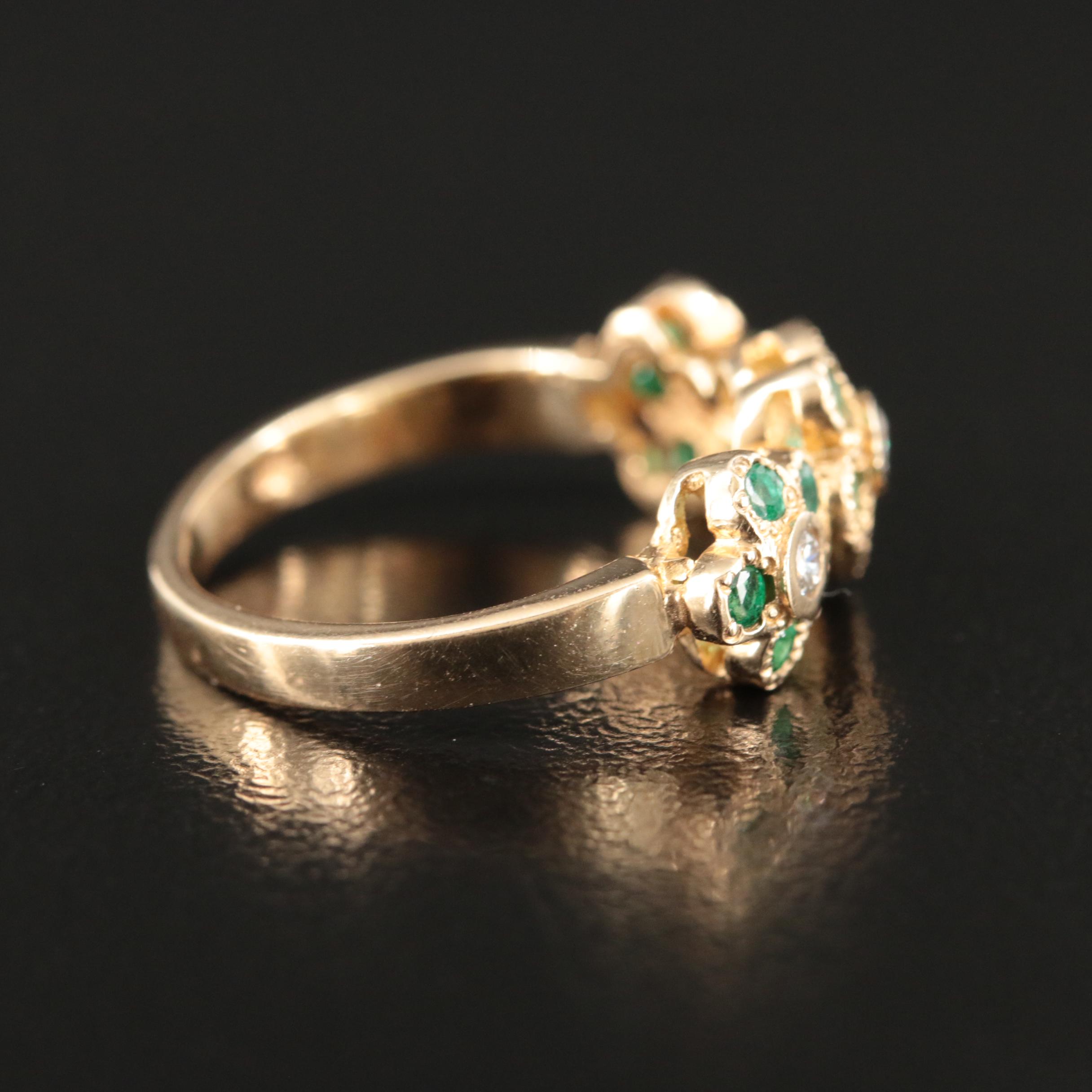 14K Diamond and Emerald Ring