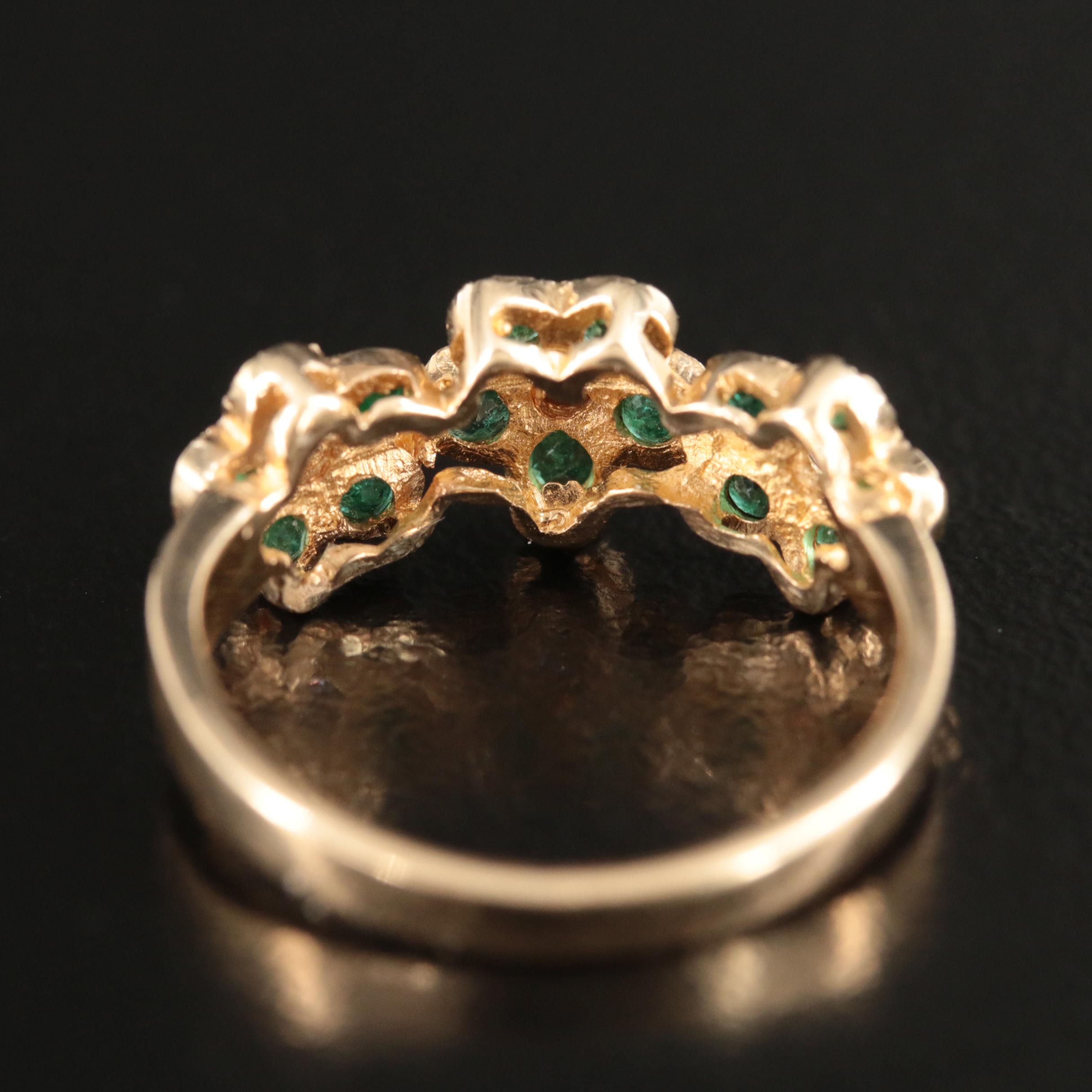 14K Diamond and Emerald Ring