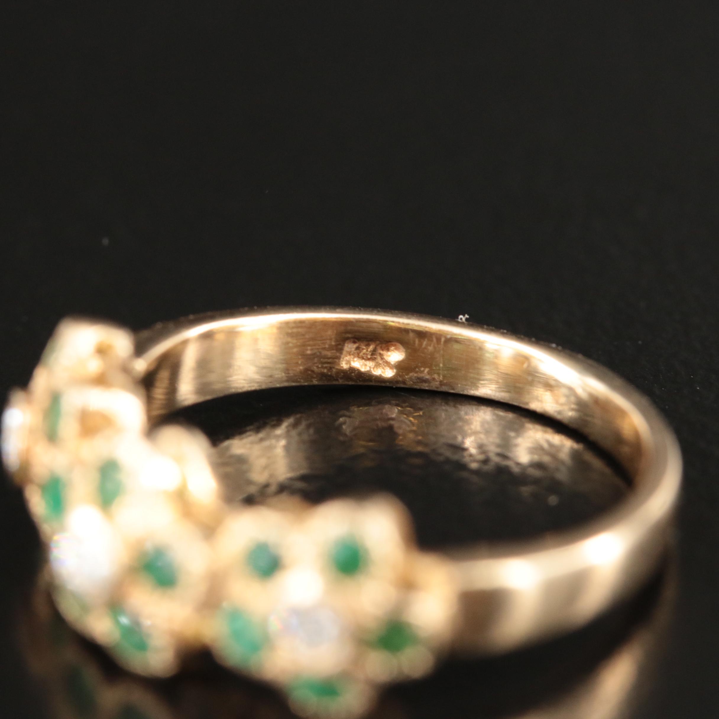 14K Diamond and Emerald Ring