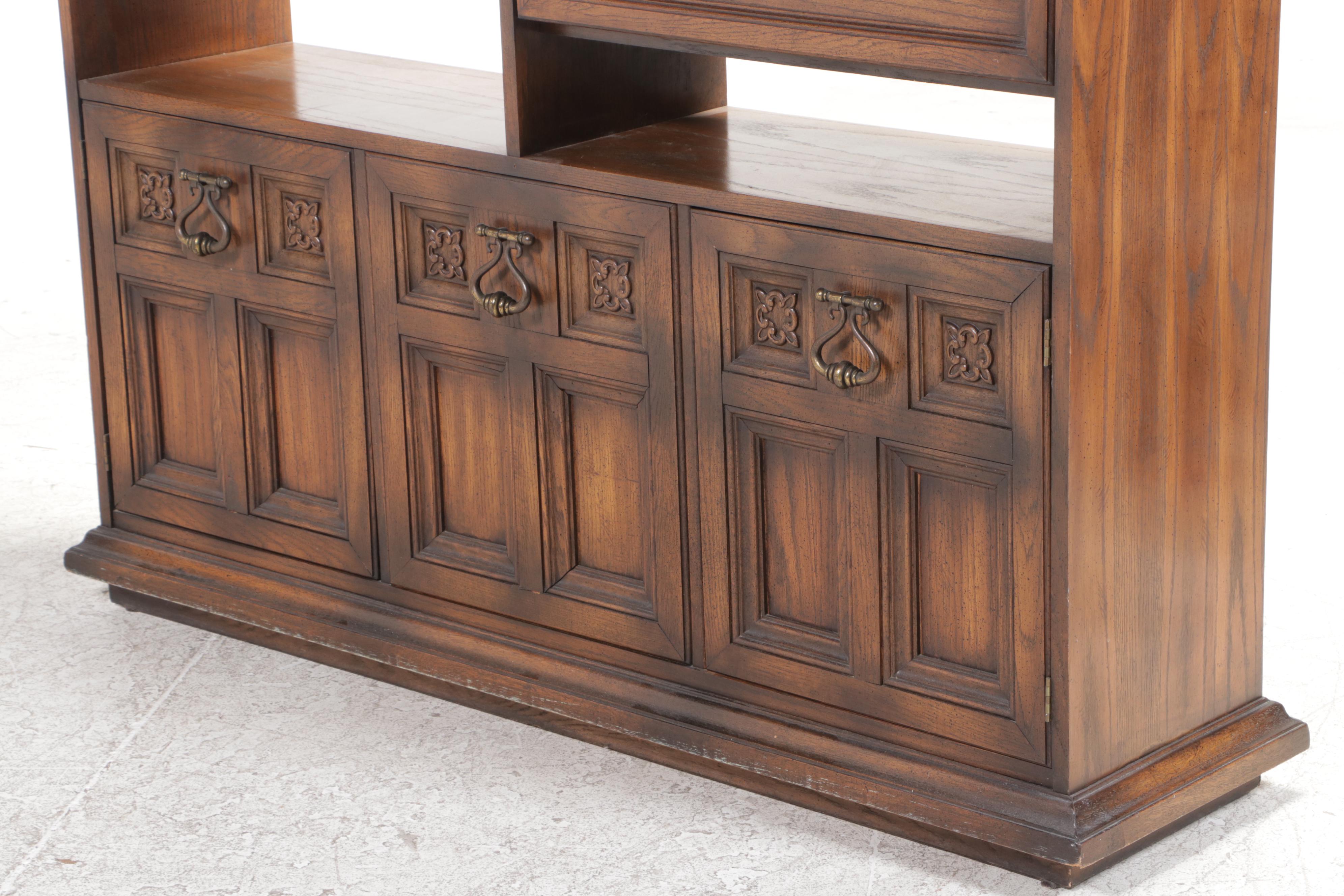 Mediterranean Style Oak Secretary Bookcase/Room Divider