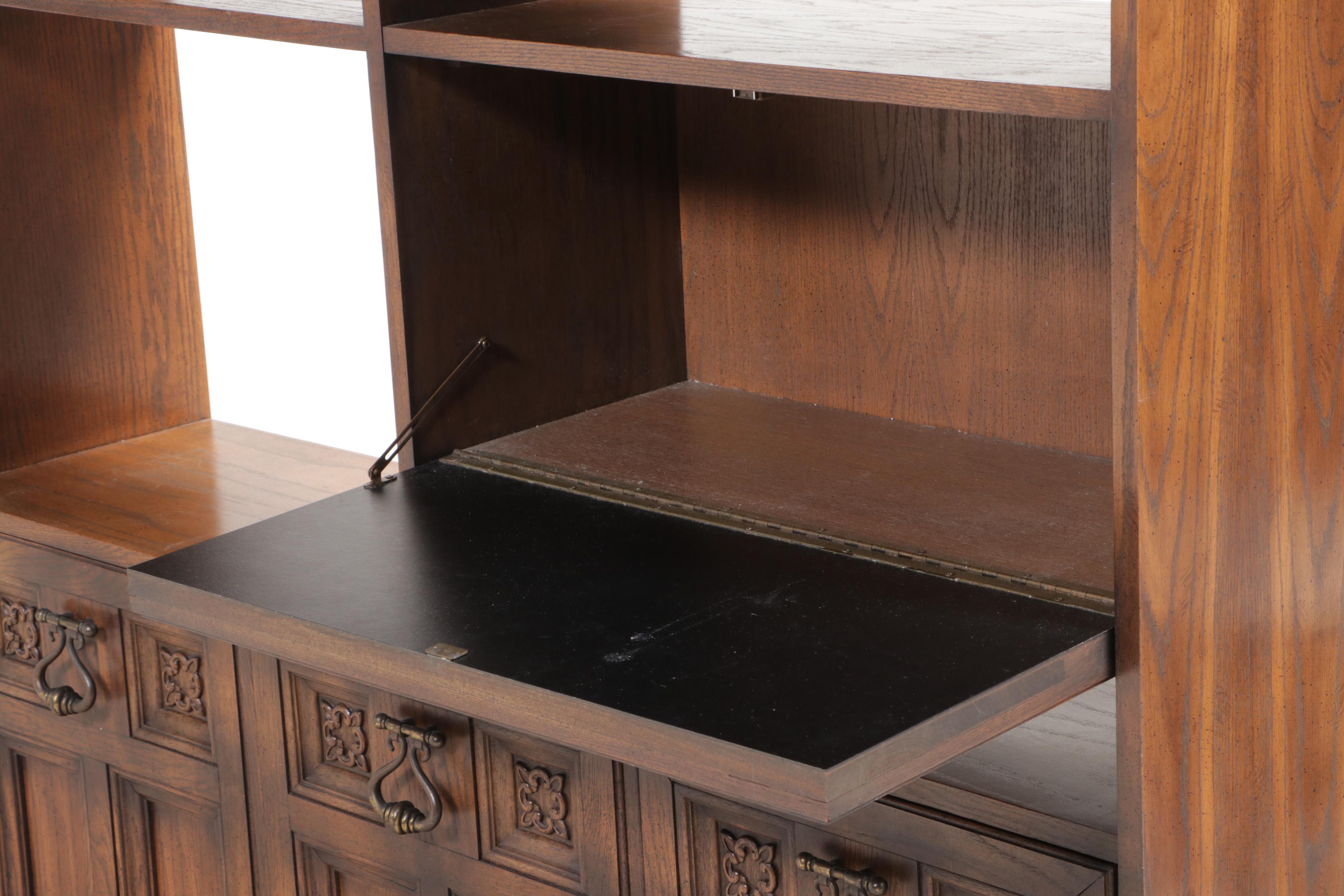 Mediterranean Style Oak Secretary Bookcase/Room Divider