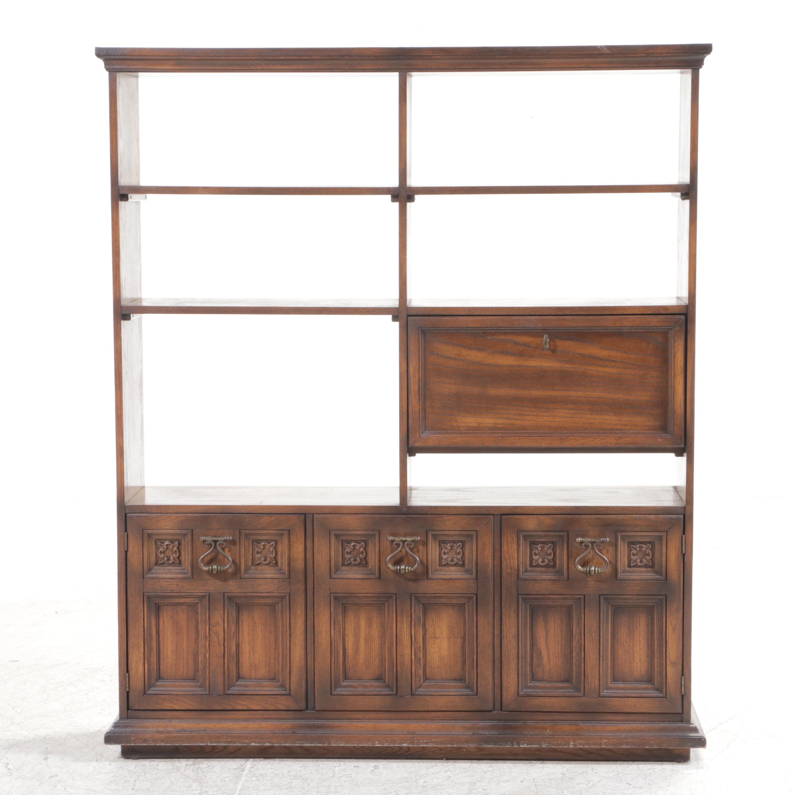 Mediterranean Style Oak Secretary Bookcase/Room Divider