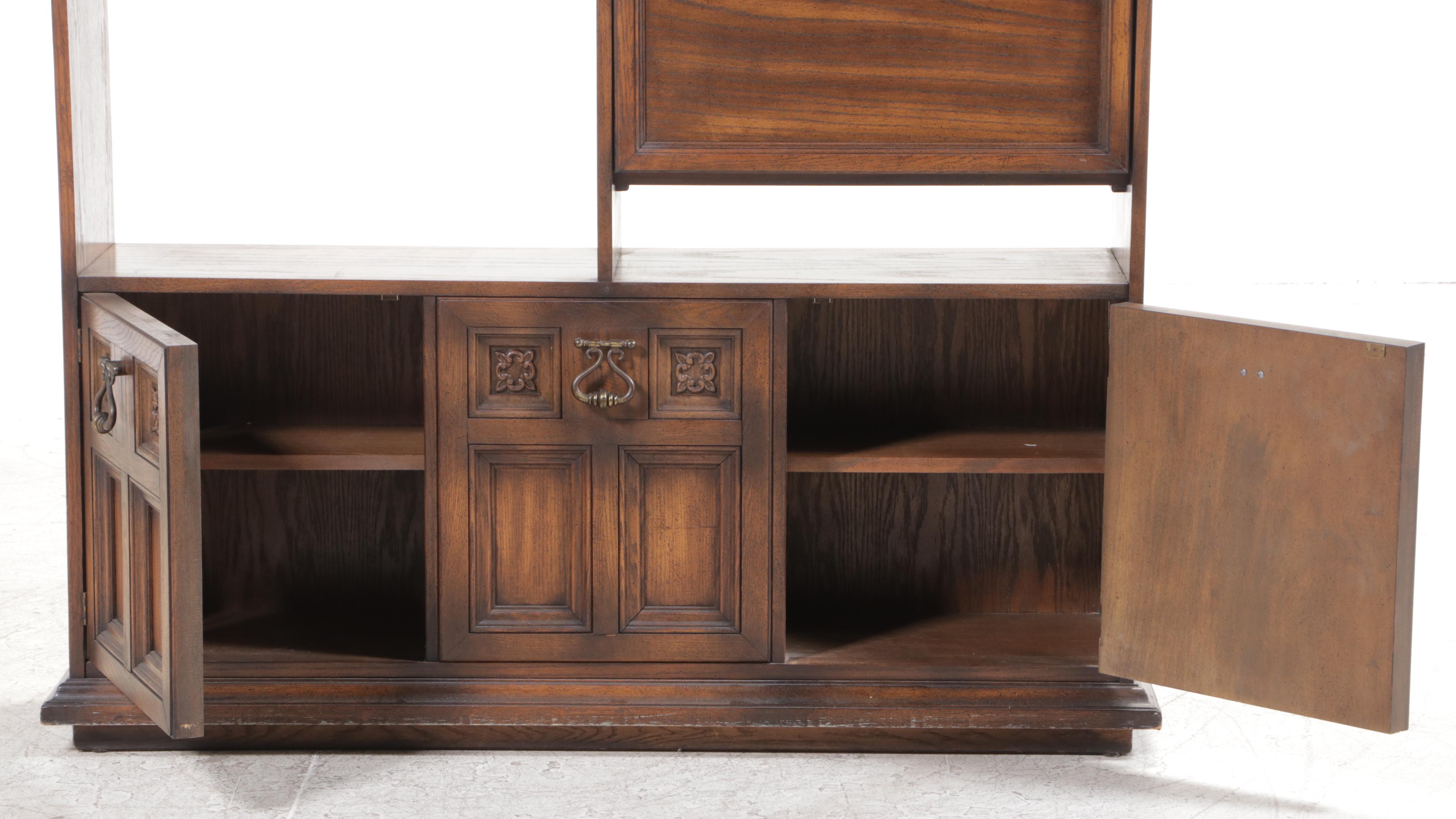 Mediterranean Style Oak Secretary Bookcase/Room Divider