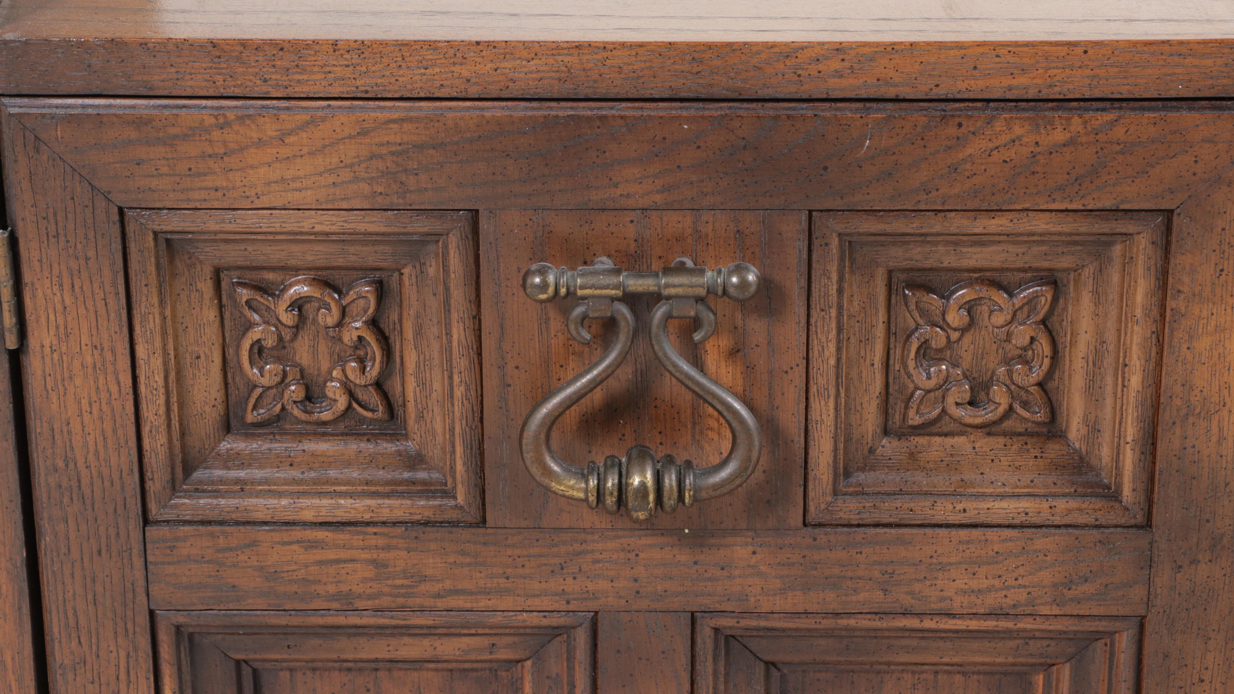 Mediterranean Style Oak Secretary Bookcase/Room Divider