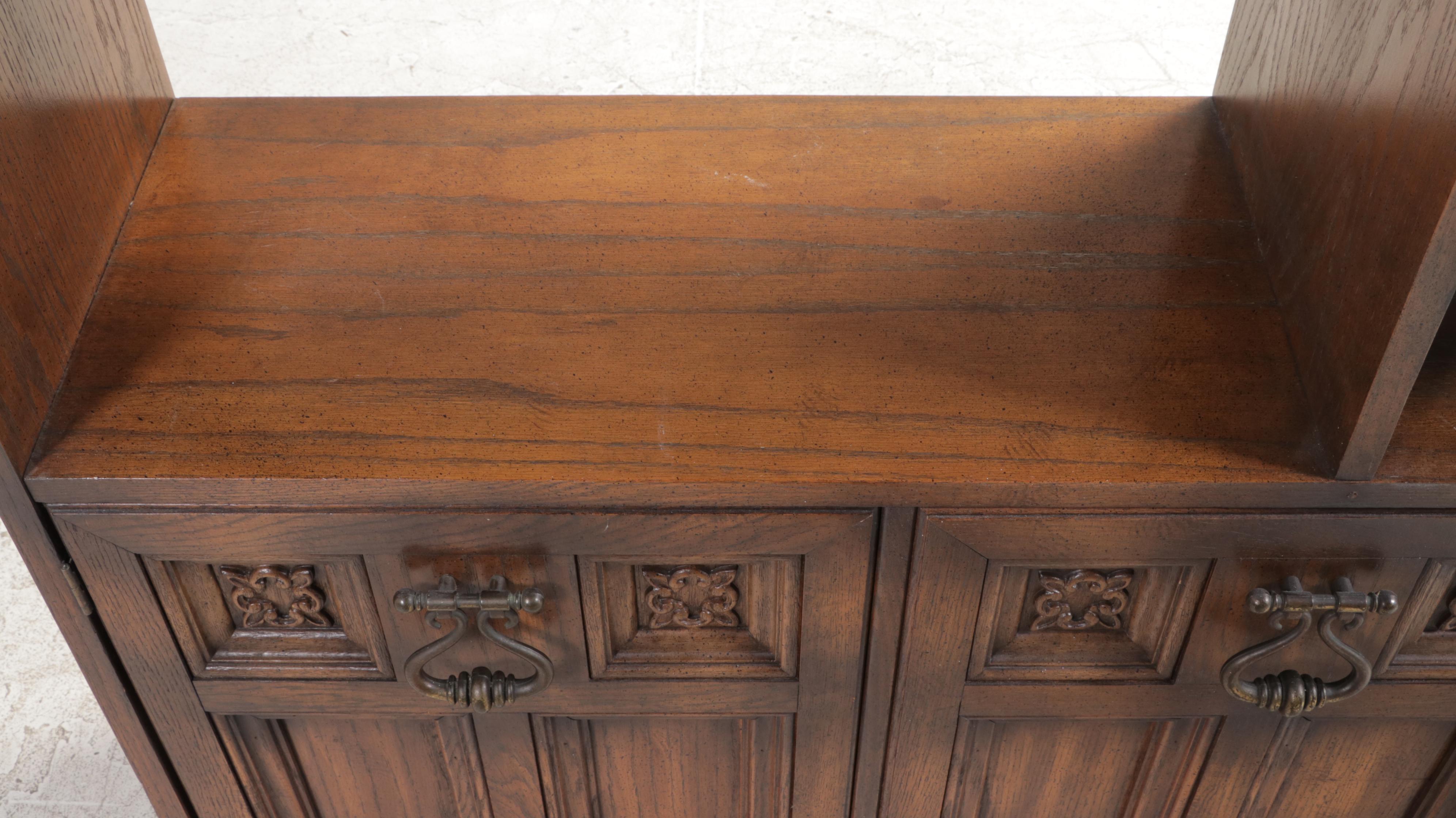 Mediterranean Style Oak Secretary Bookcase/Room Divider