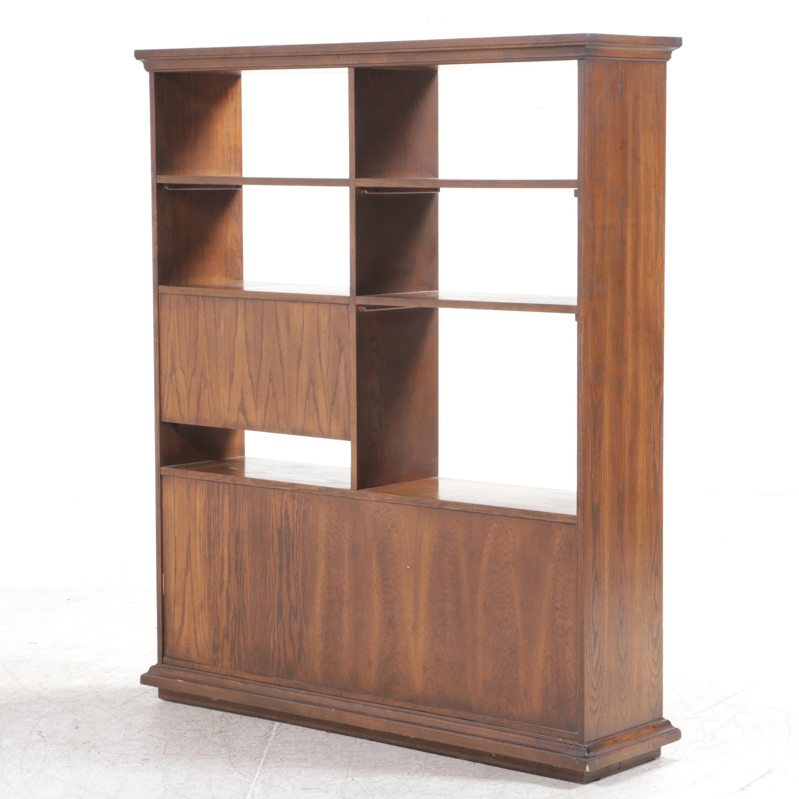 Mediterranean Style Oak Secretary Bookcase/Room Divider