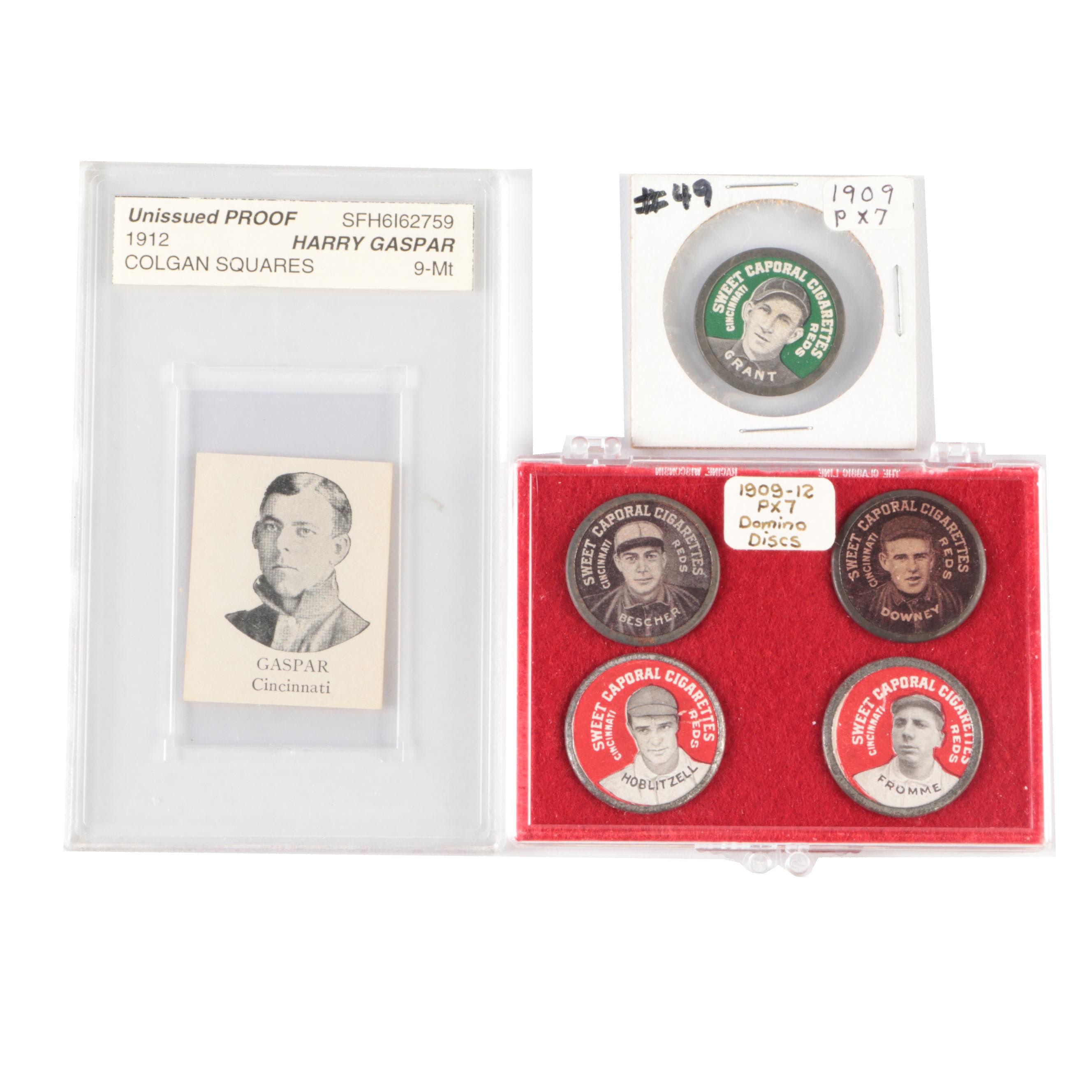 1909–1912 PX7 Sweet Caporal Domino Discs with Harry Gaspar Colgan Squares Card