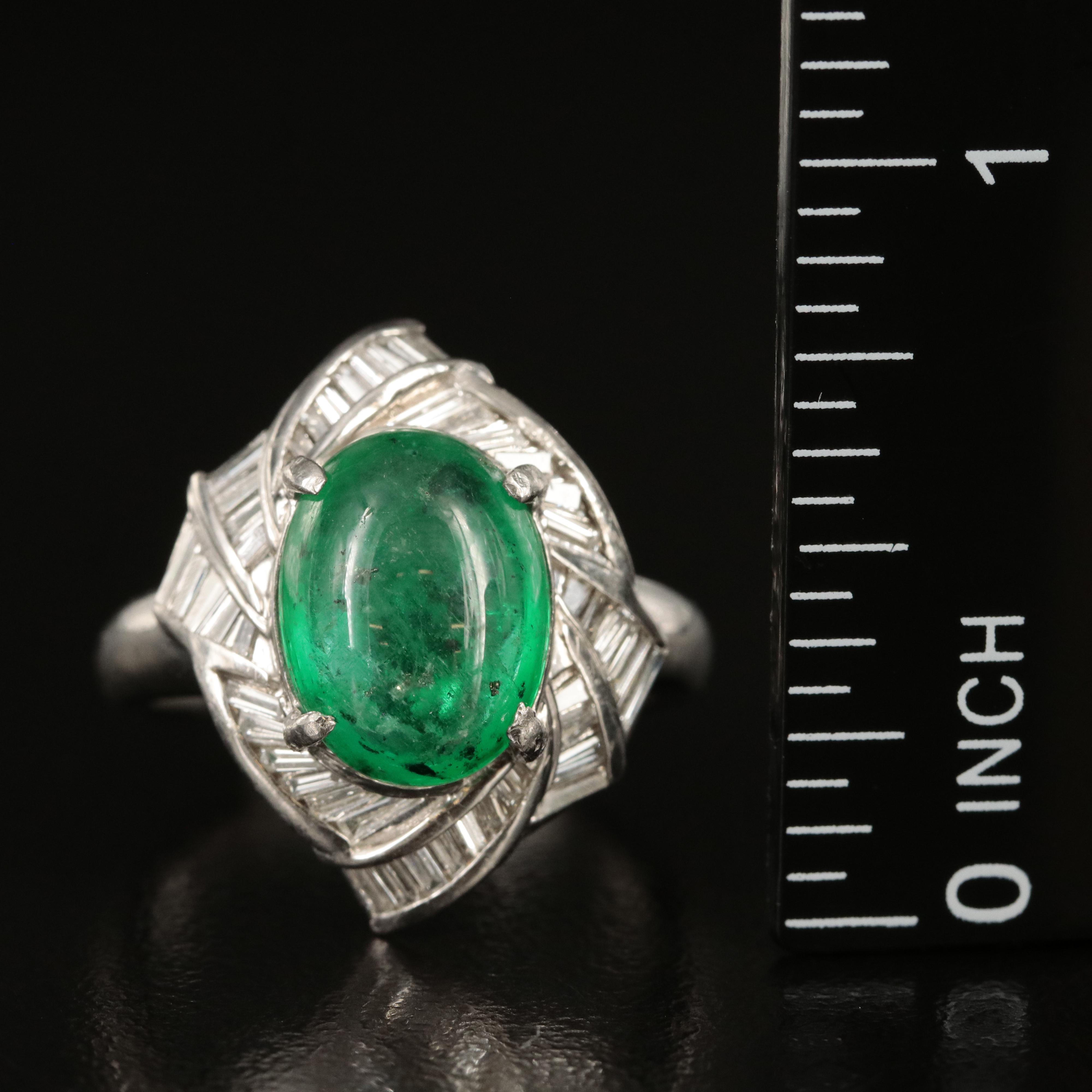 Platinum 4.24 CT Emerald and Diamond Ring with GIA Report