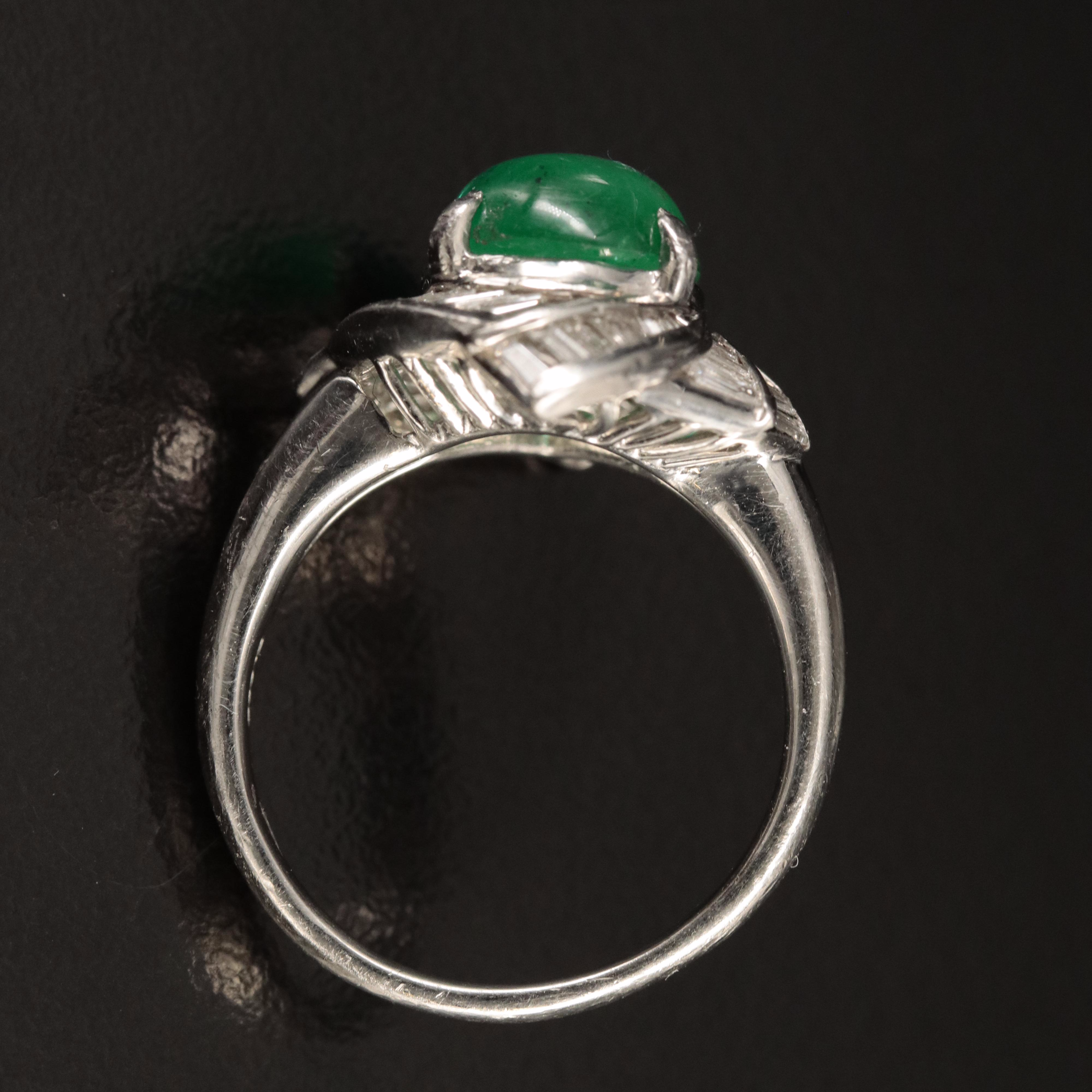 Platinum 4.24 CT Emerald and Diamond Ring with GIA Report