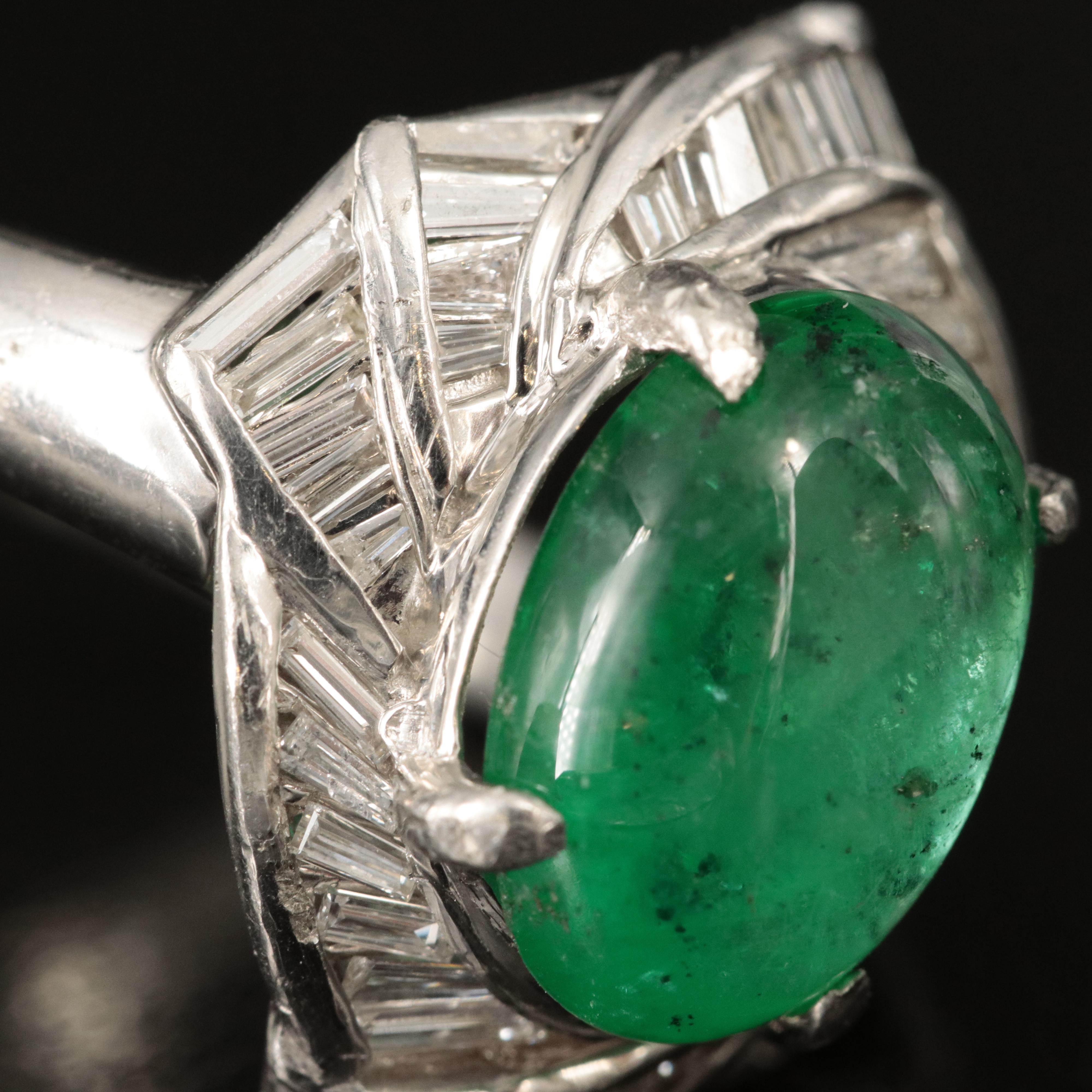 Platinum 4.24 CT Emerald and Diamond Ring with GIA Report