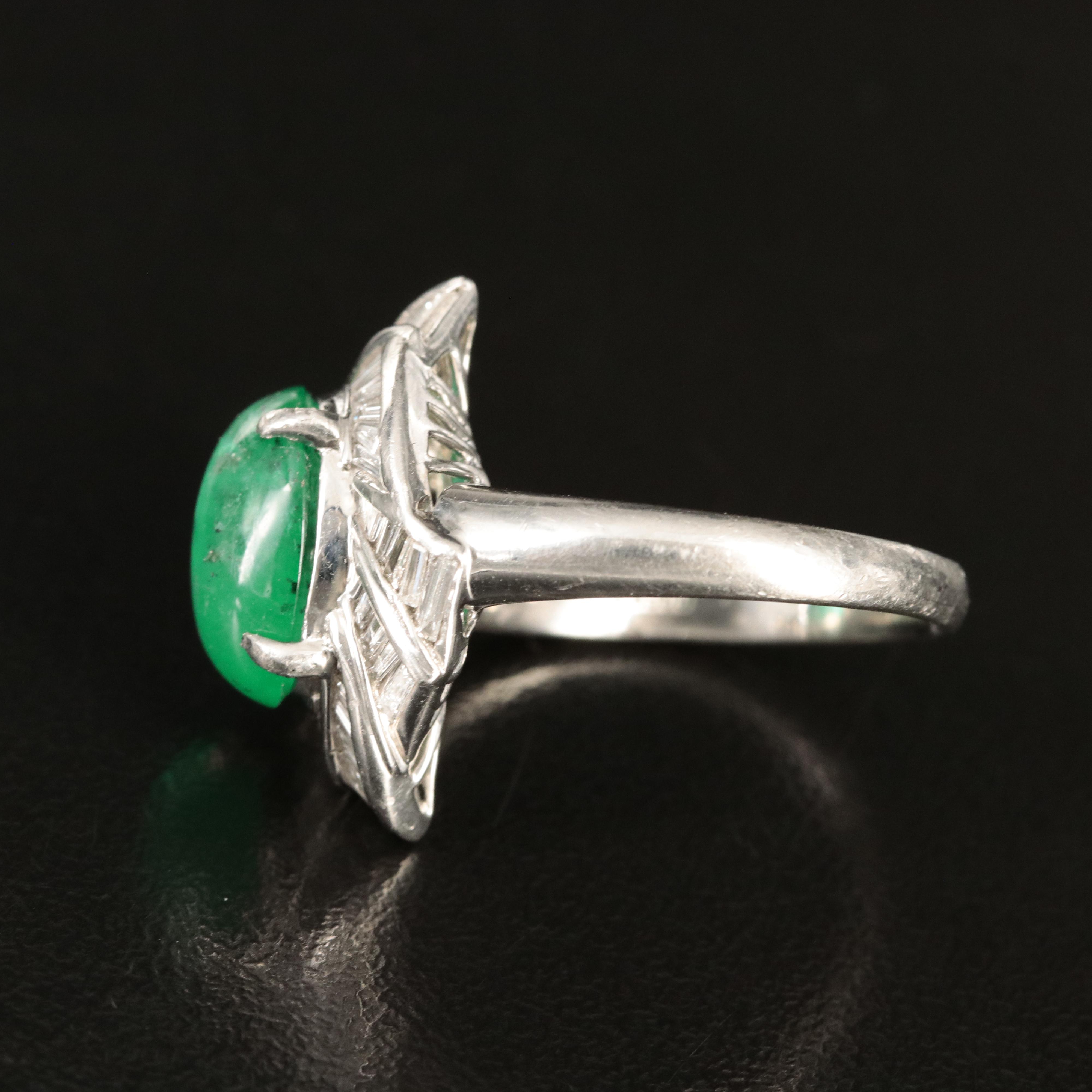 Platinum 4.24 CT Emerald and Diamond Ring with GIA Report