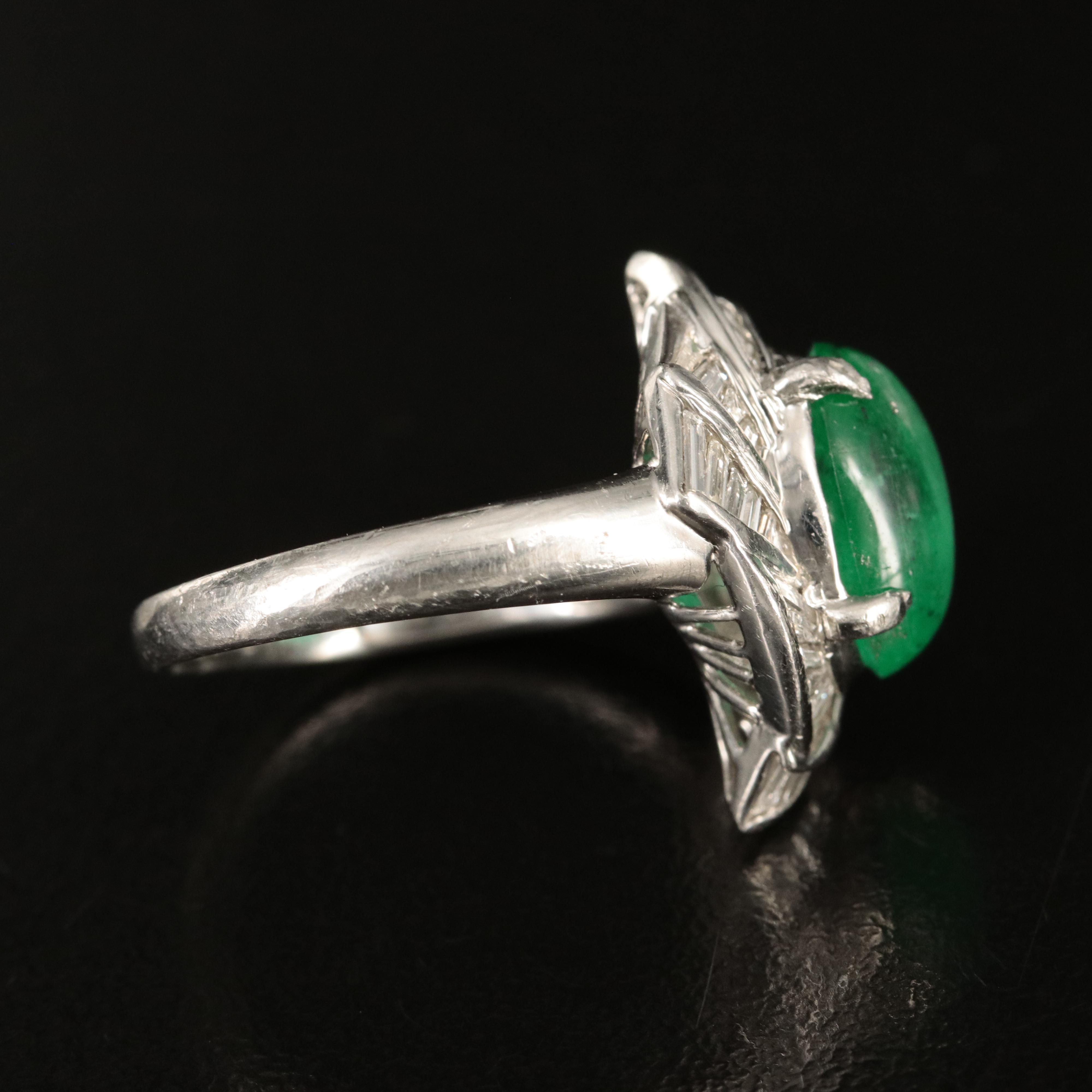 Platinum 4.24 CT Emerald and Diamond Ring with GIA Report