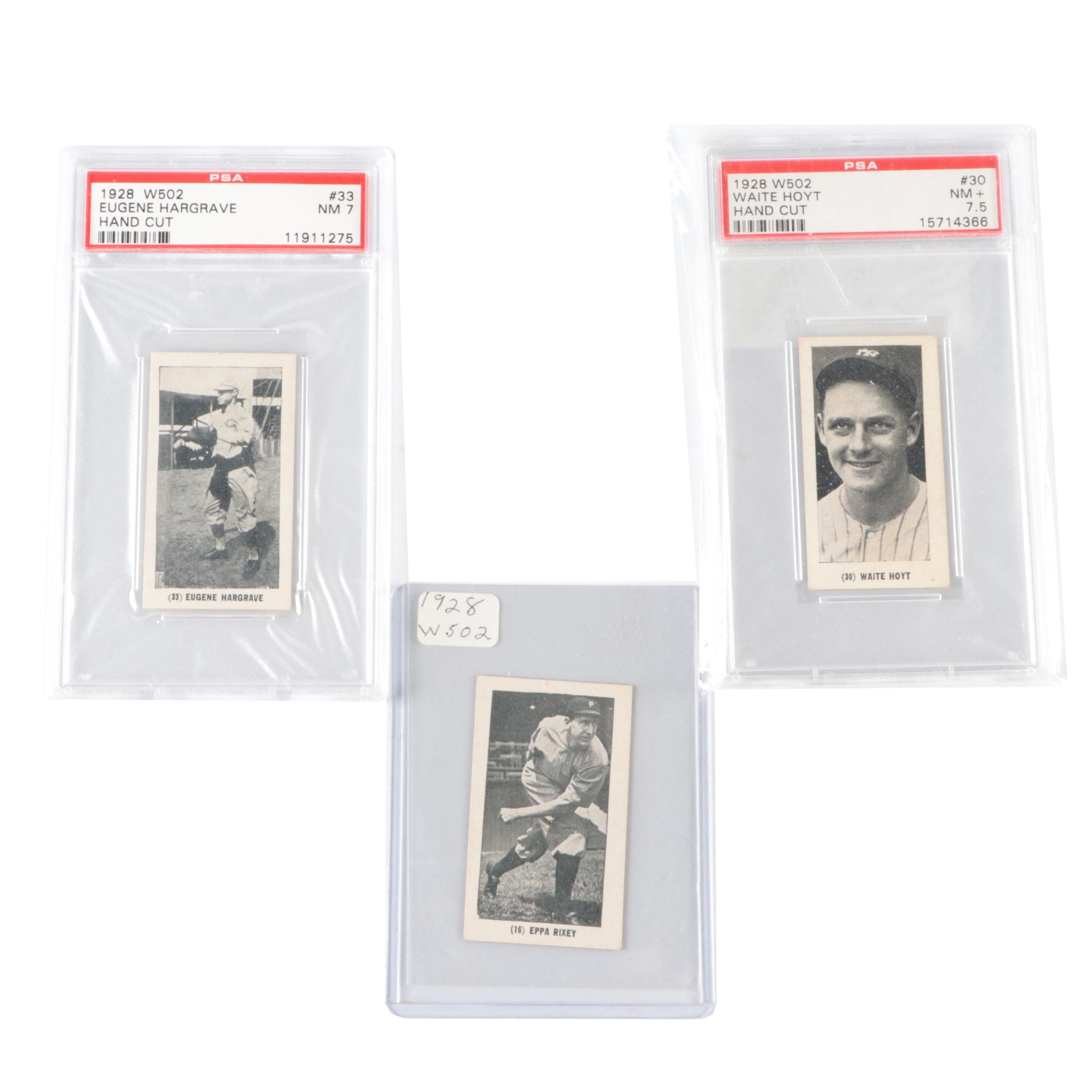 1928 W502 Baseball Cards with Waite Hoyt Graded PSA 7.5 and More