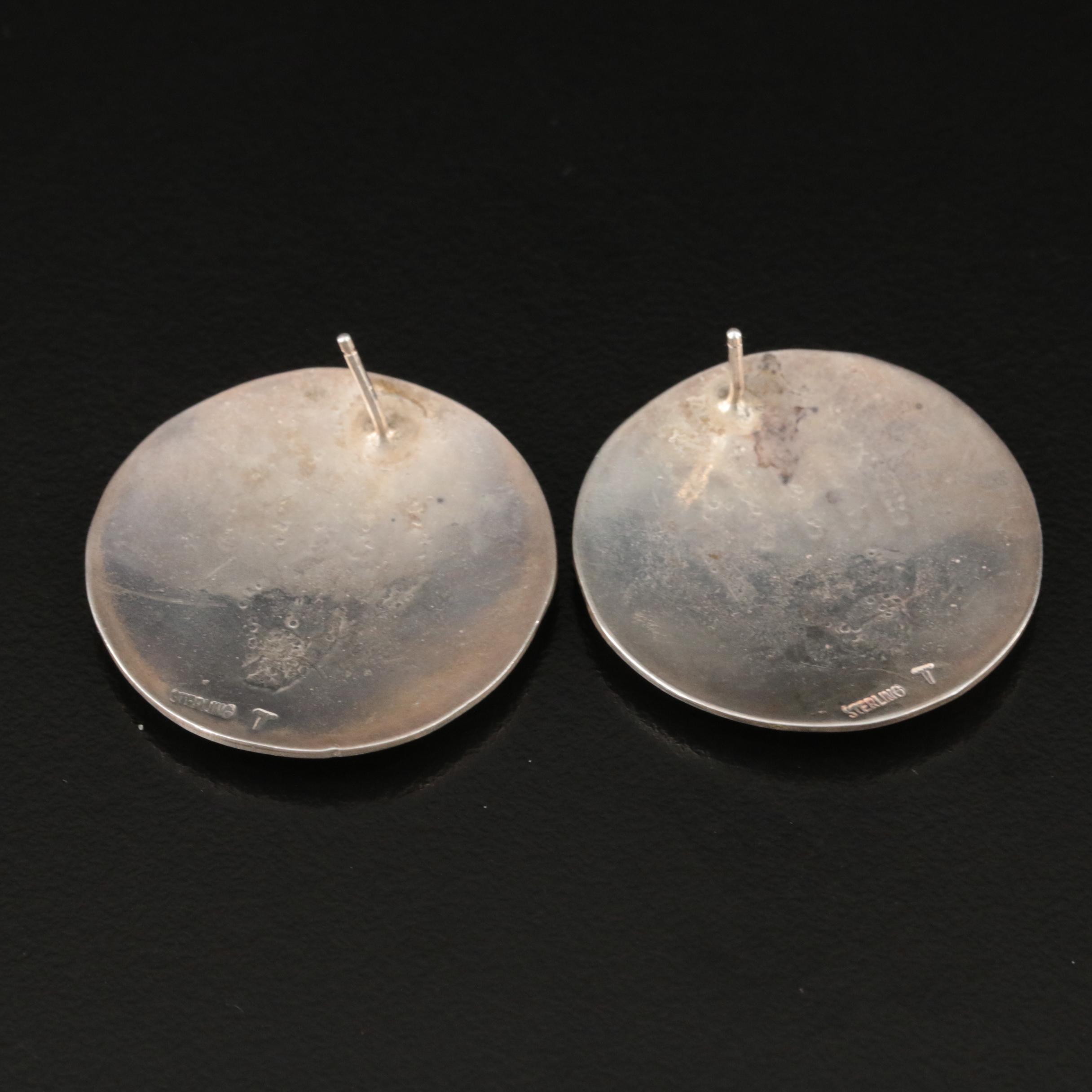 Rhonda Tahe, Navajo Diné Sterling Bear Claw Overlay Earrings