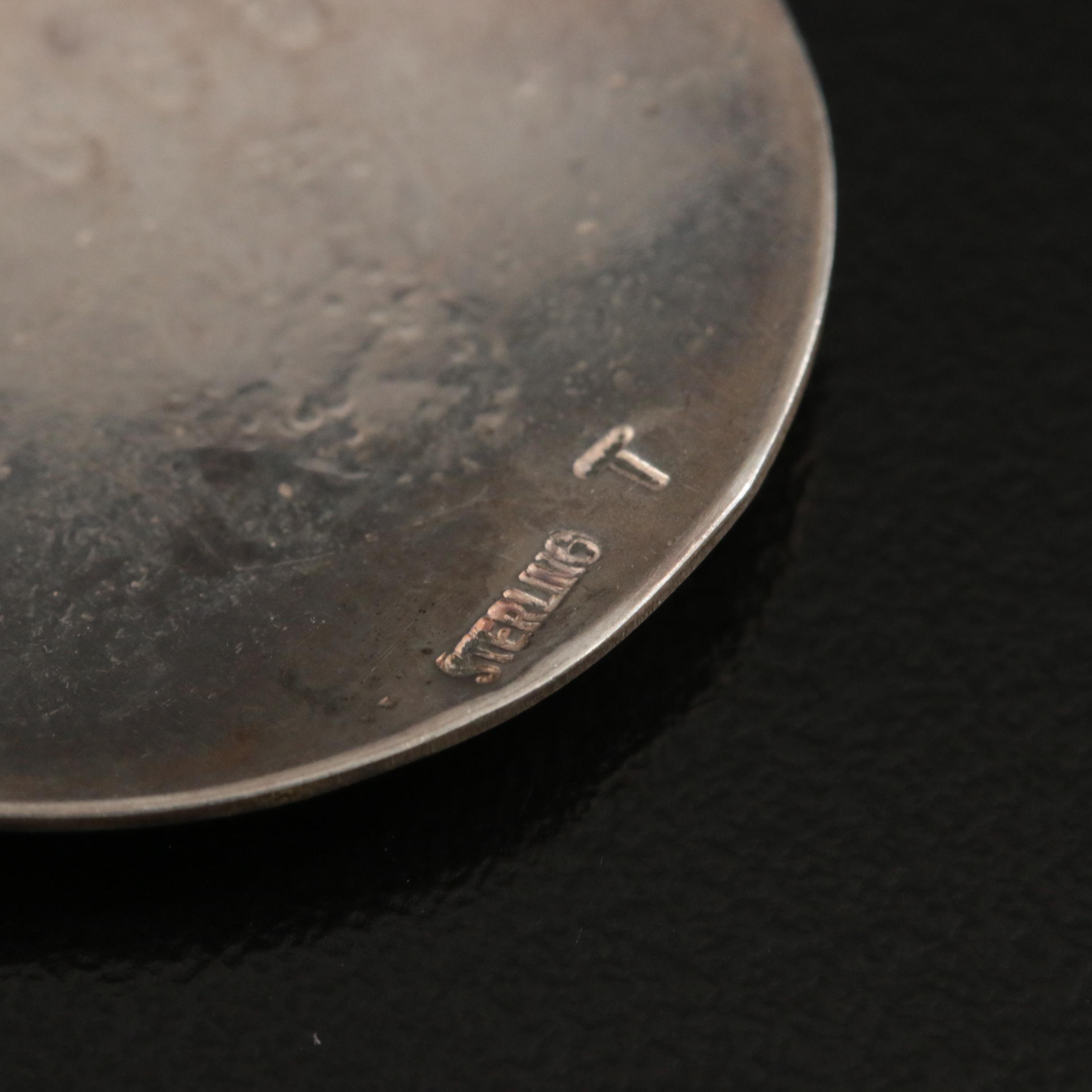 Rhonda Tahe, Navajo Diné Sterling Bear Claw Overlay Earrings