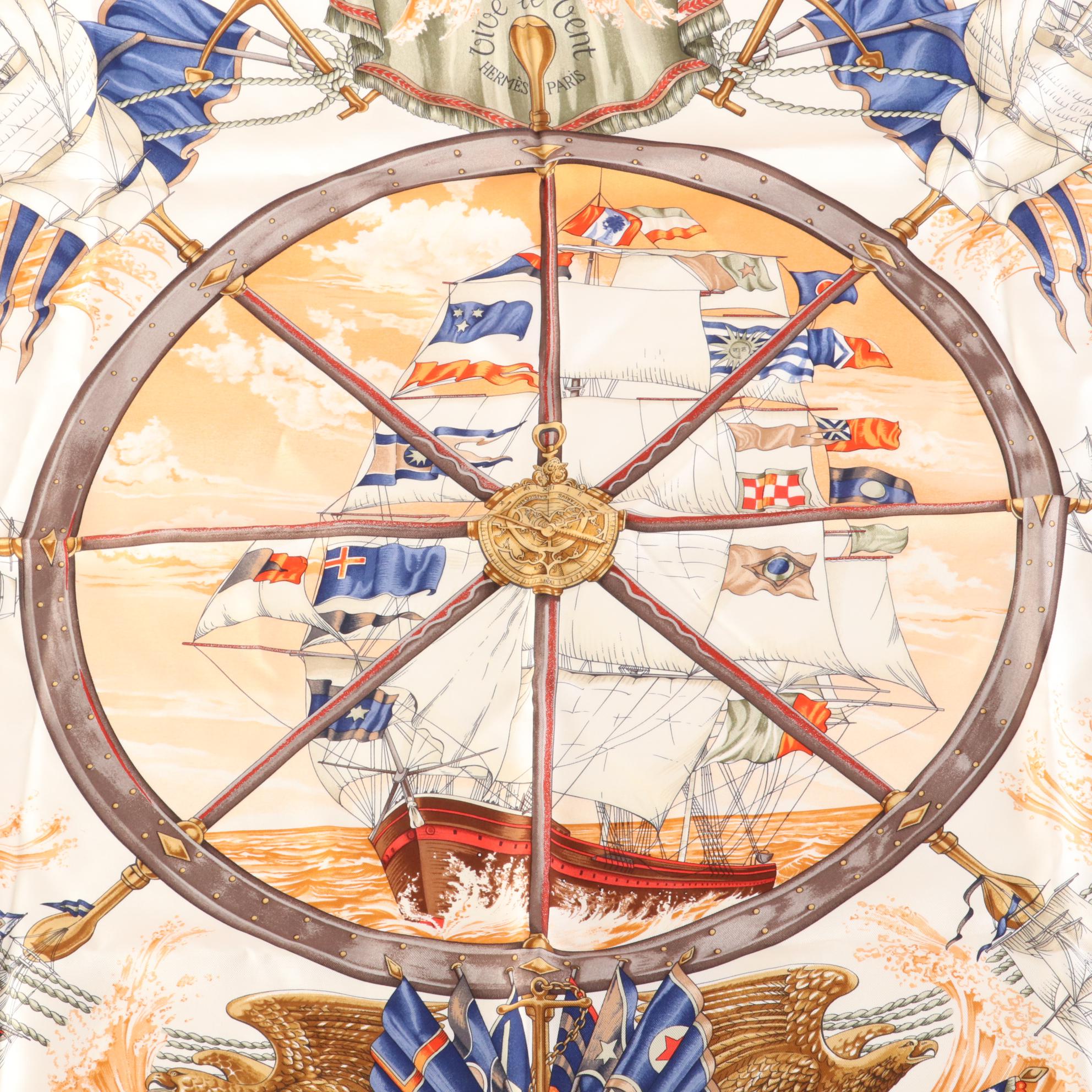 Hermès ''Vive le Vent" Scarf 90 in Silk Twill