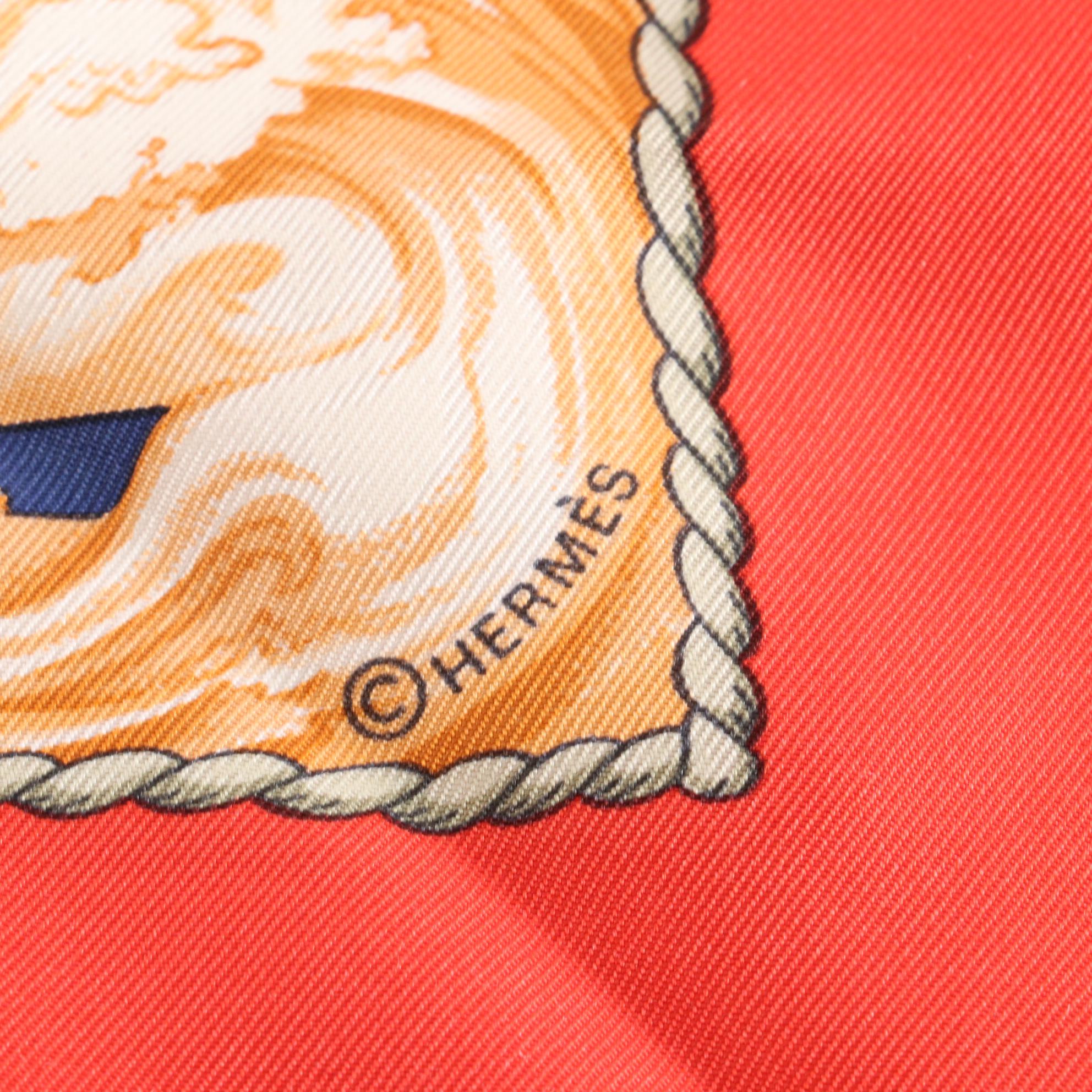 Hermès ''Vive le Vent" Scarf 90 in Silk Twill