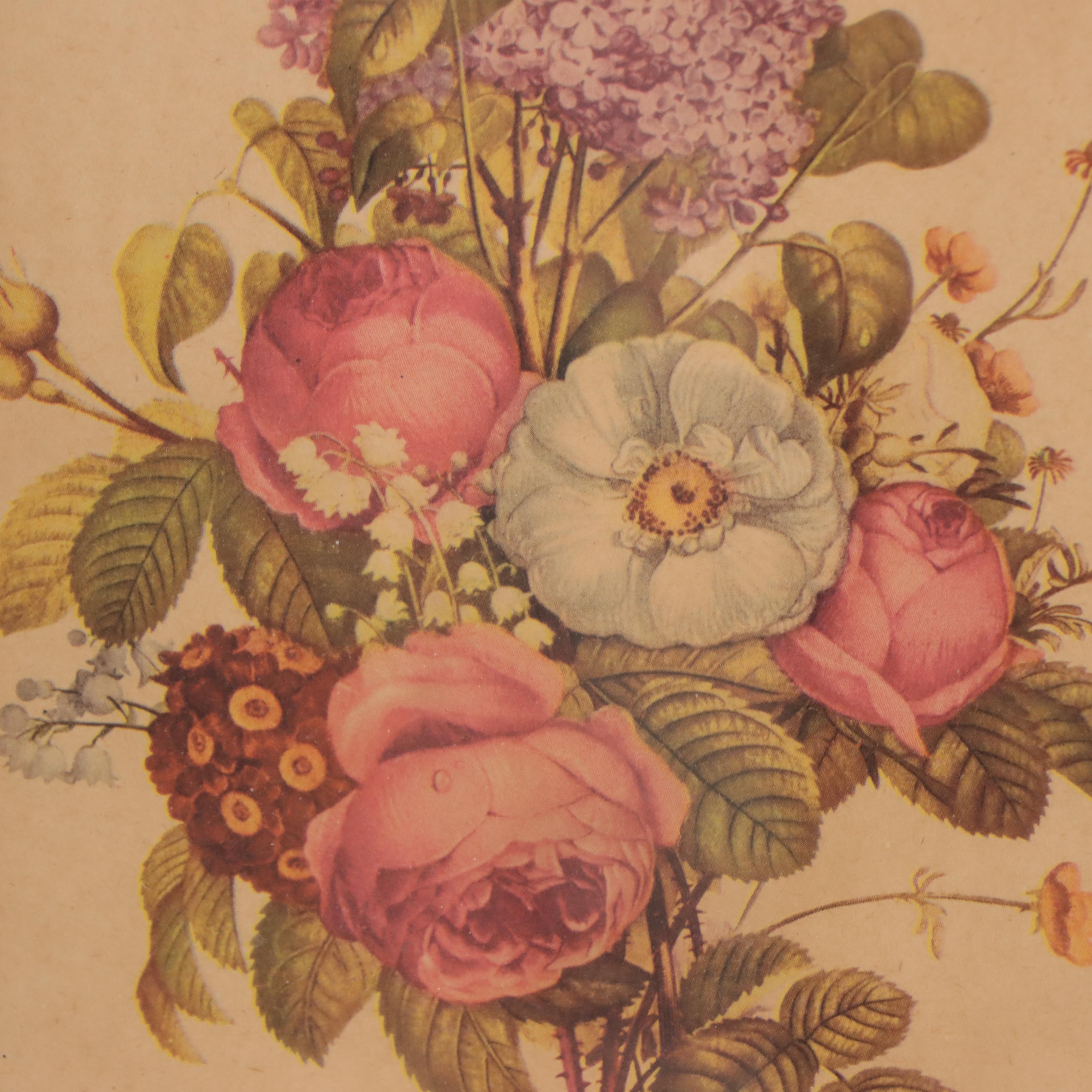 Color Halftones of Floral Bouquets, Early 20th Century
