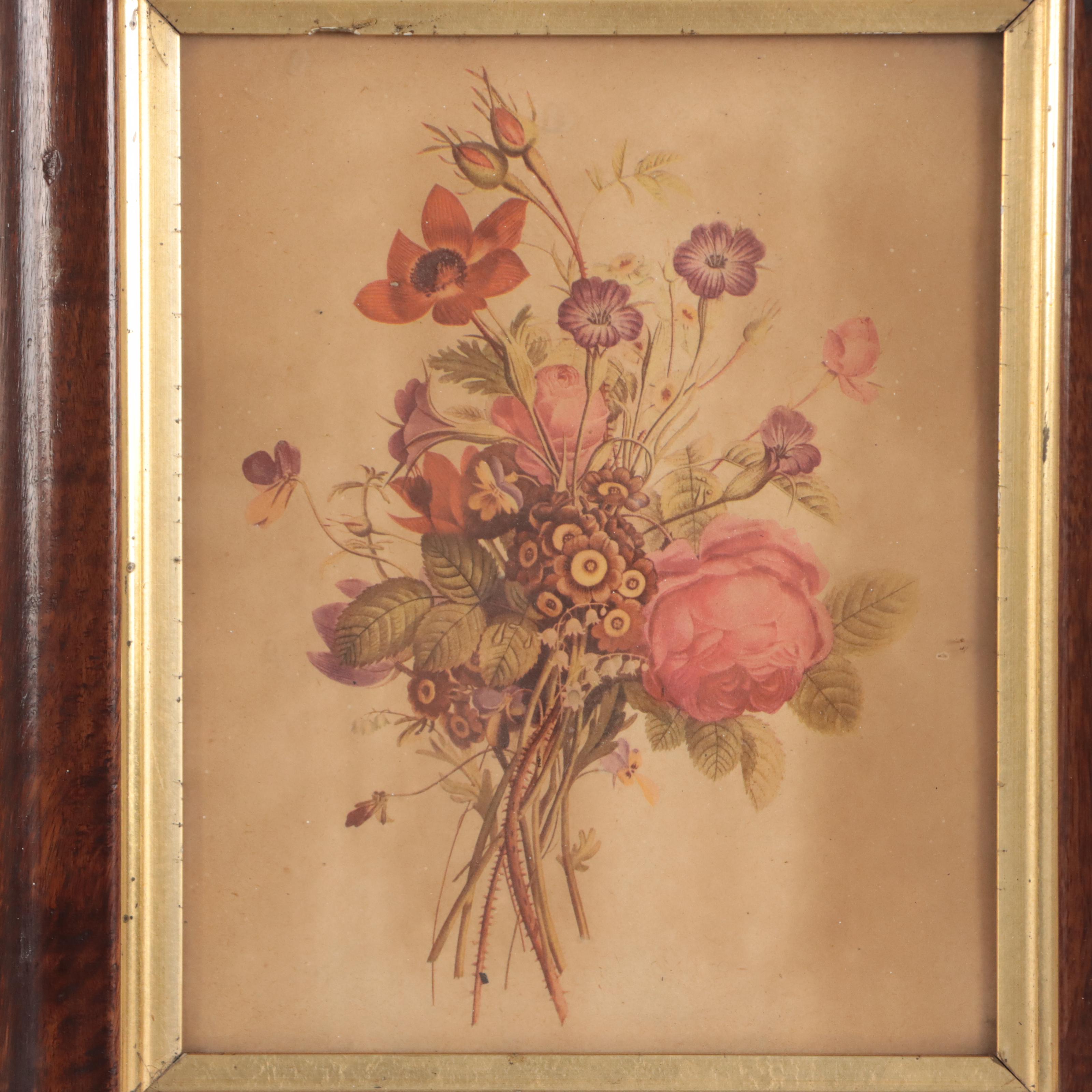 Color Halftones of Floral Bouquets, Early 20th Century
