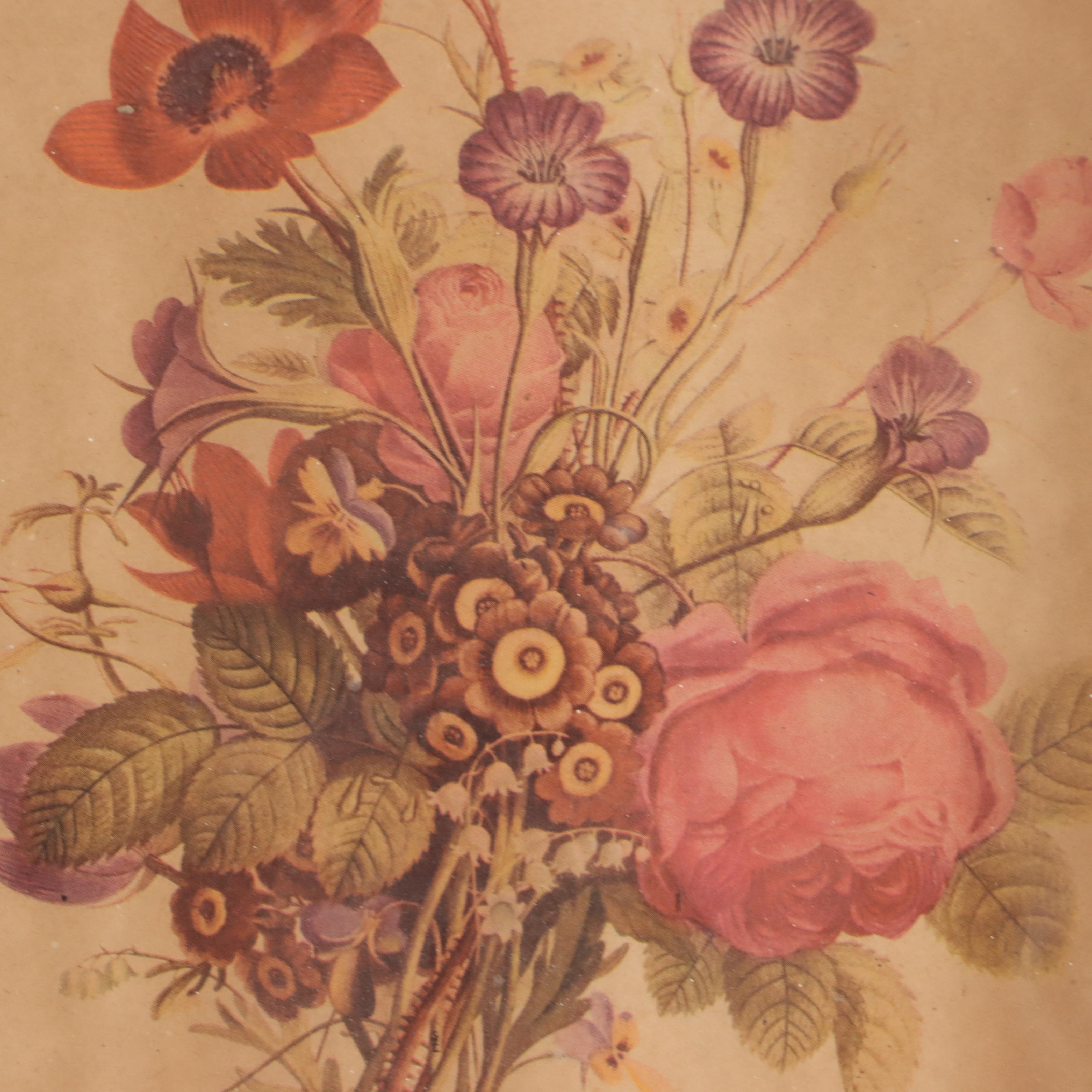 Color Halftones of Floral Bouquets, Early 20th Century