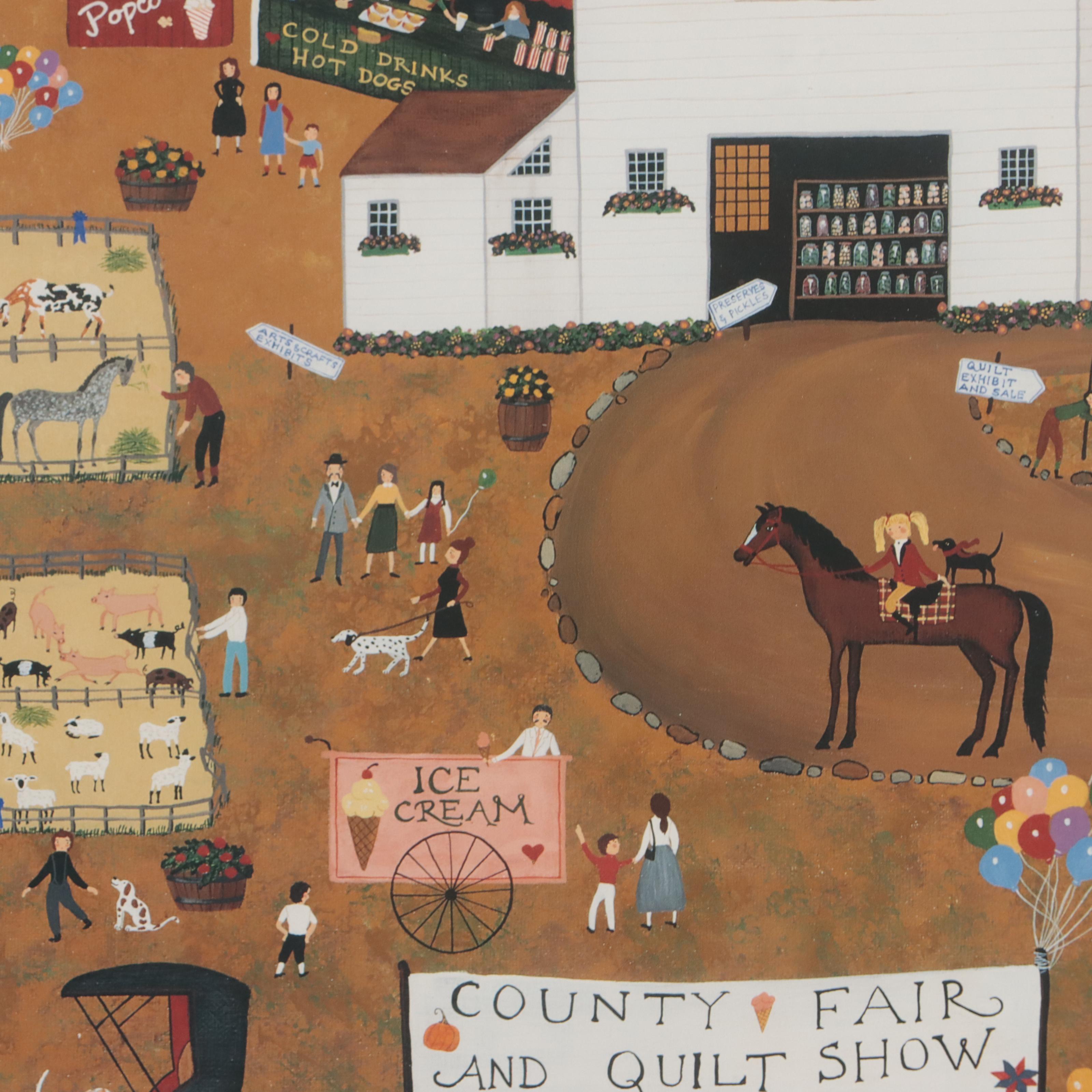 Offset Lithograph After Sandi Wickersham Resnick "Country Fair Quilt Show"
