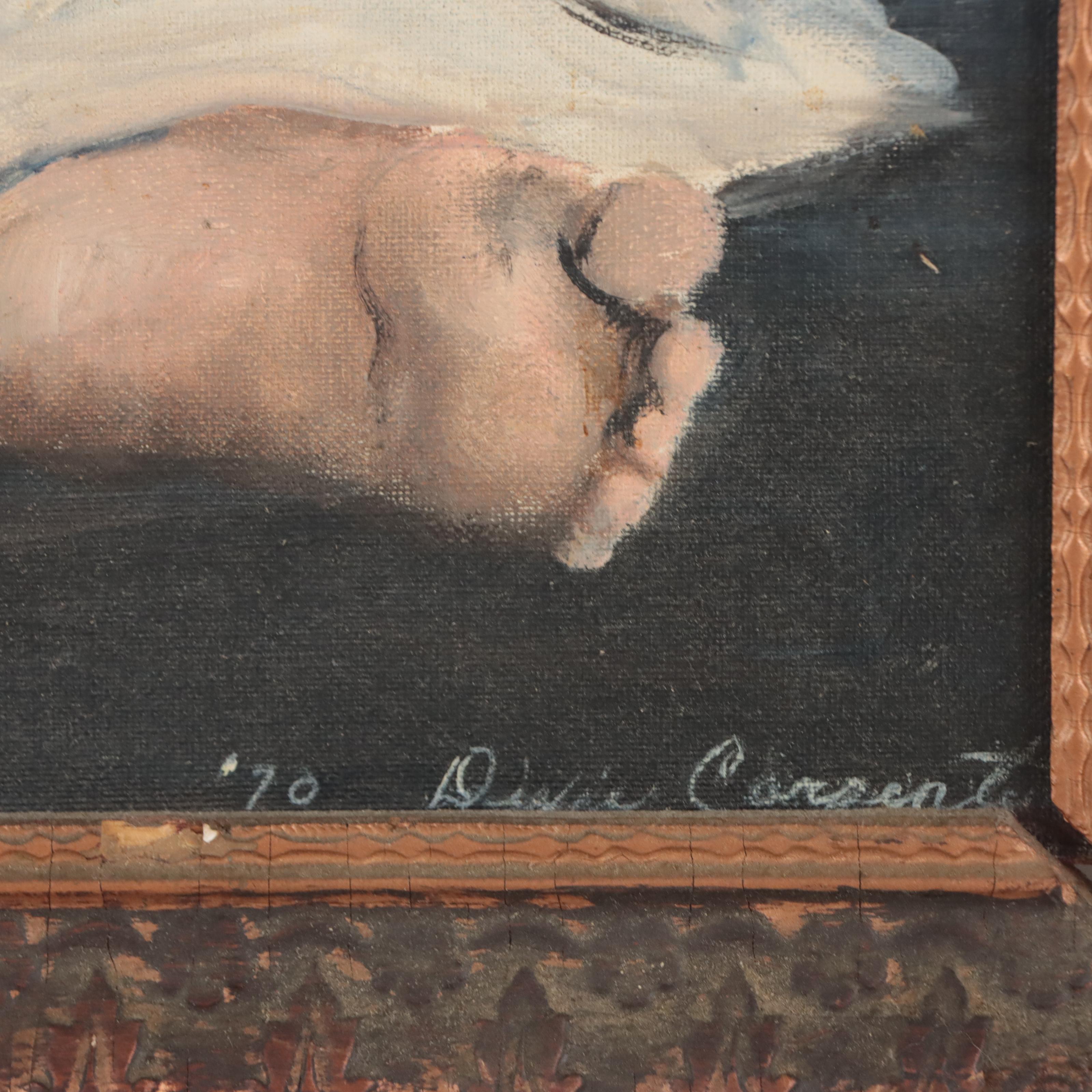 Dixie Carpenter Oil Painting of a Baby Portrait, 1970