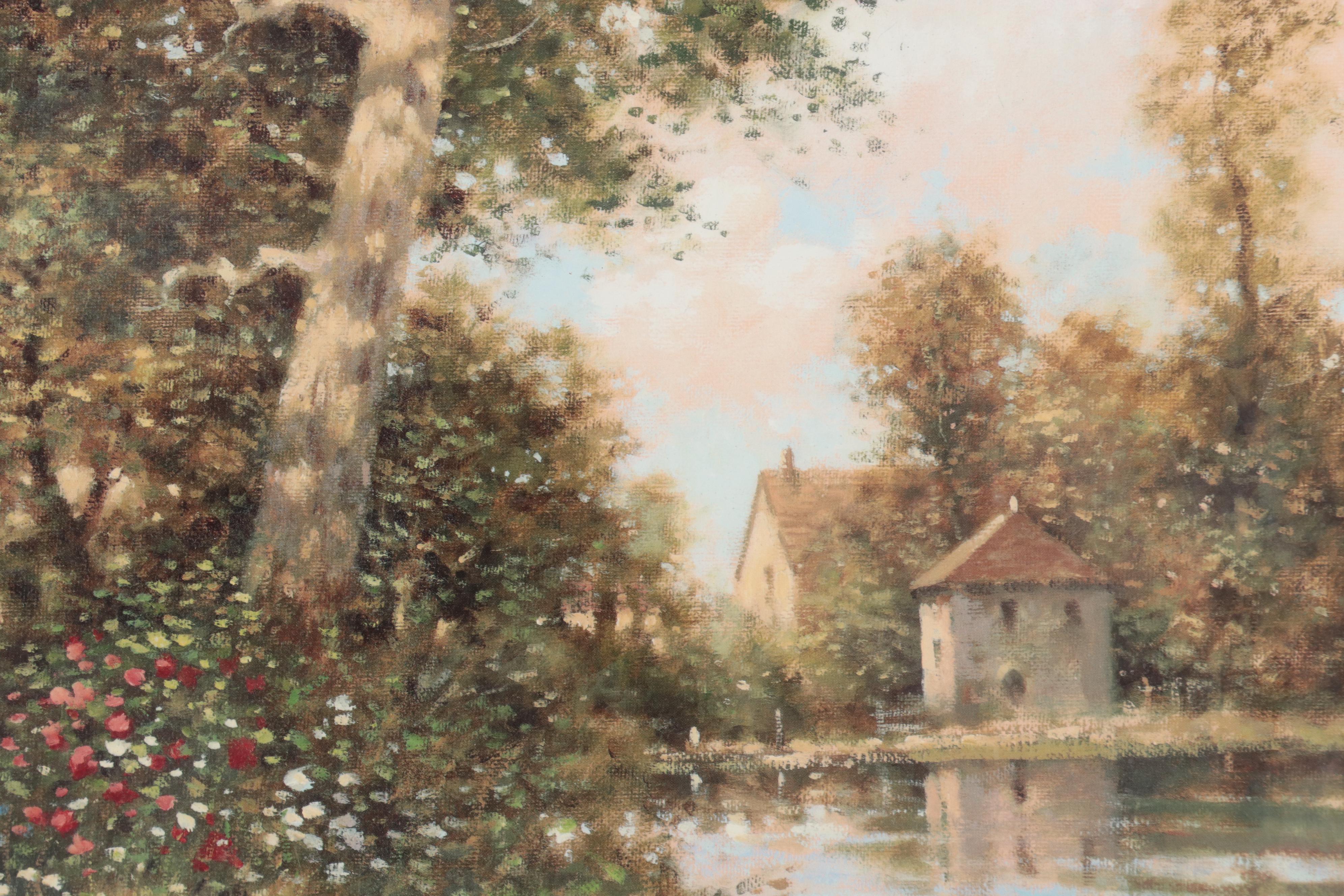 Offset Lithograph of Lakeside Cottage After David Garcia