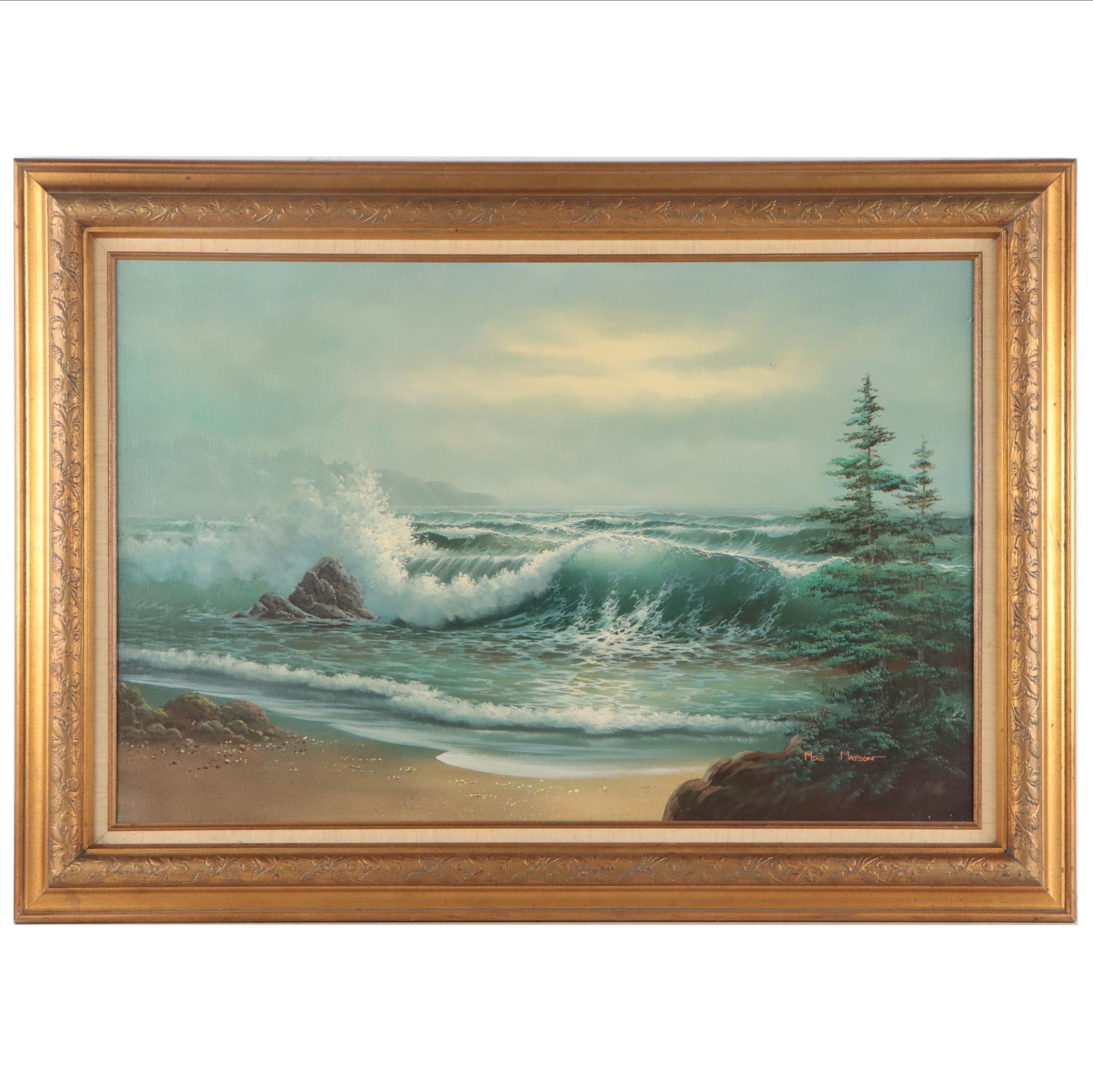 Mike Mayson Seascape Oil Painting, Mid-20th Century