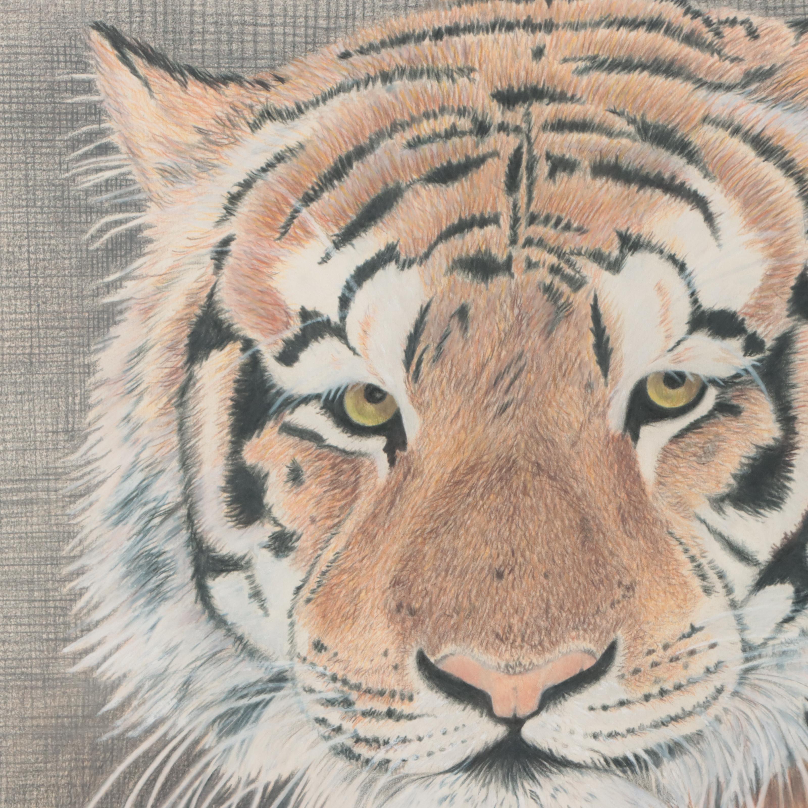 Nancy T. Schaefer Pastel Drawing "Big Puddy," Mid to Late 20th Century