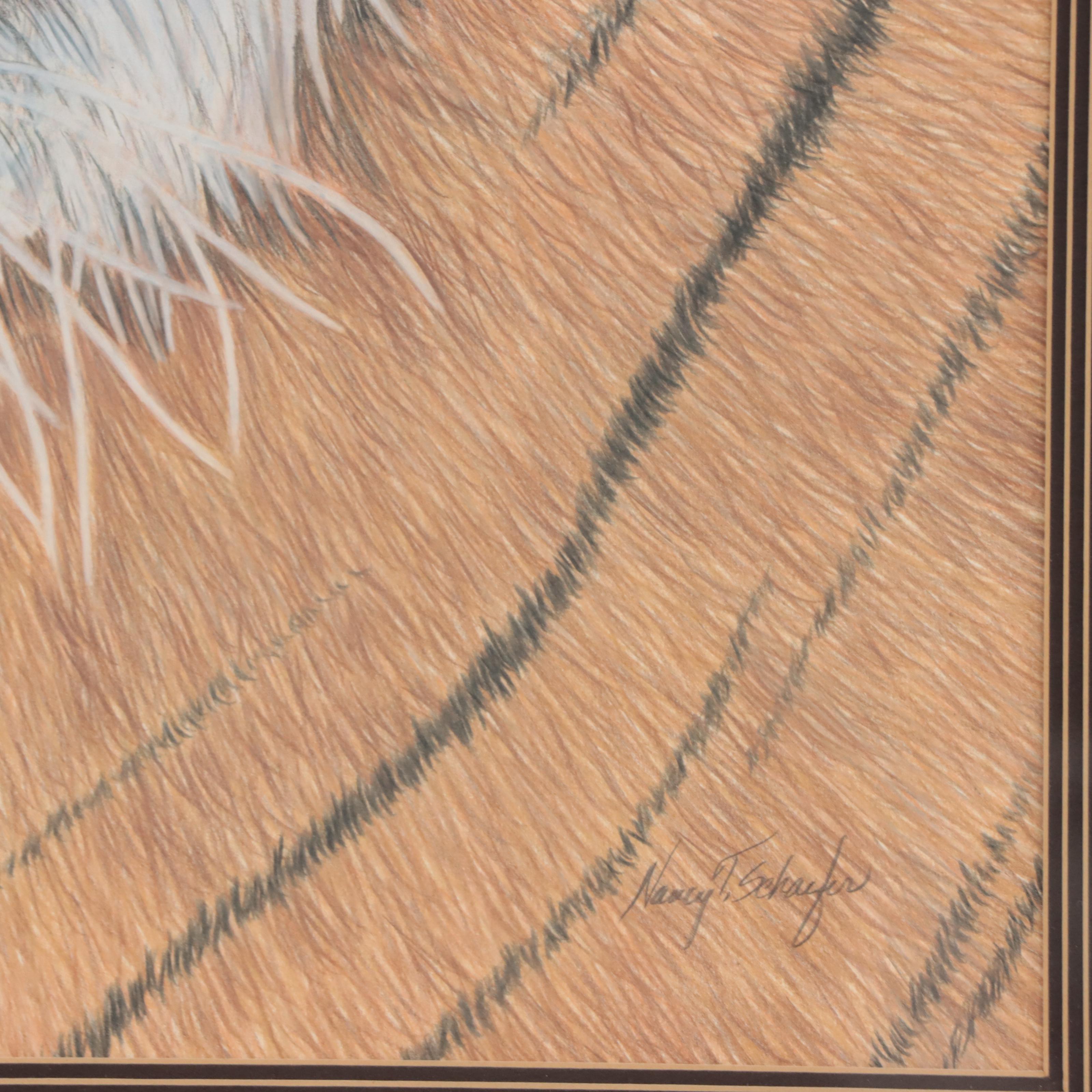 Nancy T. Schaefer Pastel Drawing "Big Puddy," Mid to Late 20th Century