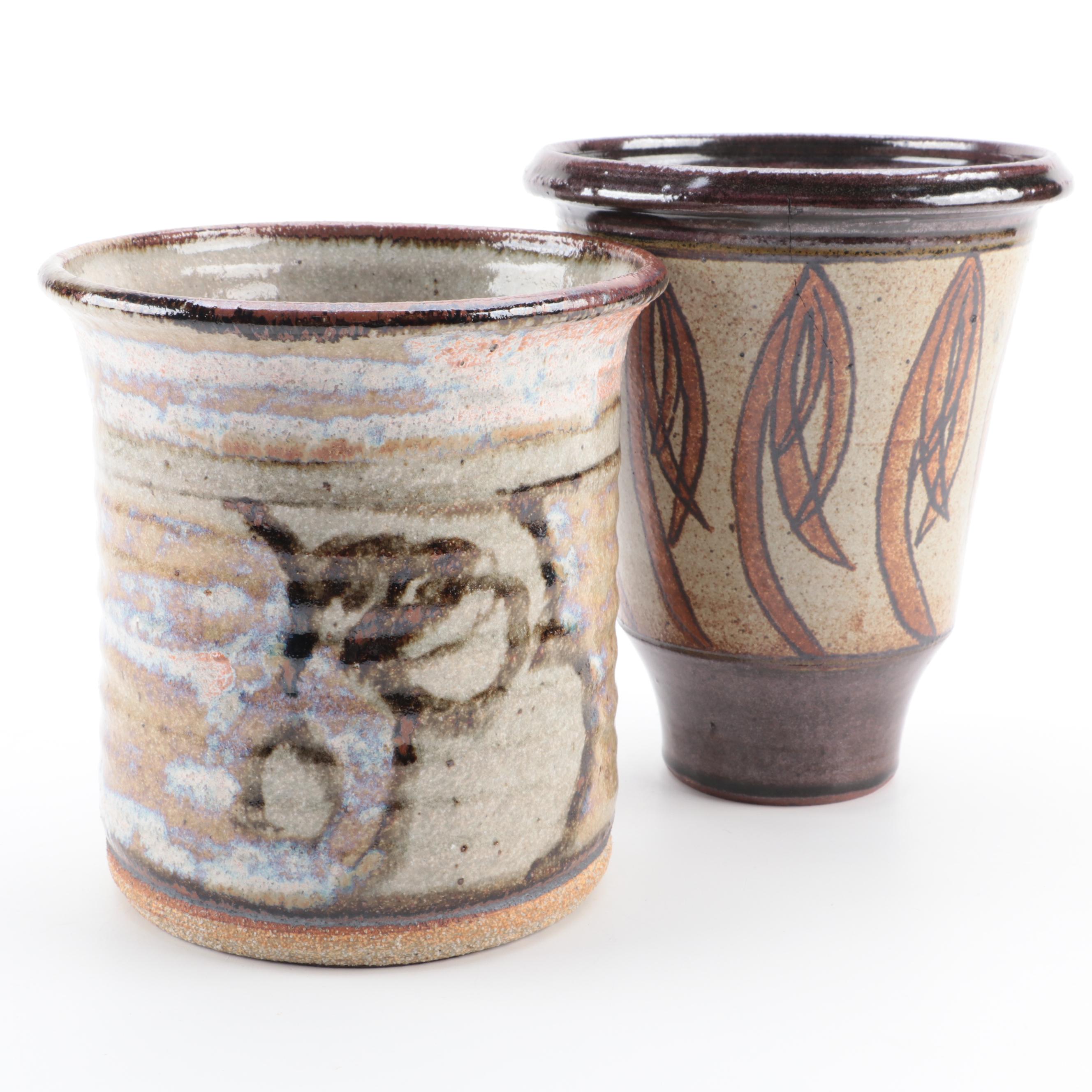 Two Studio Pottery Planters