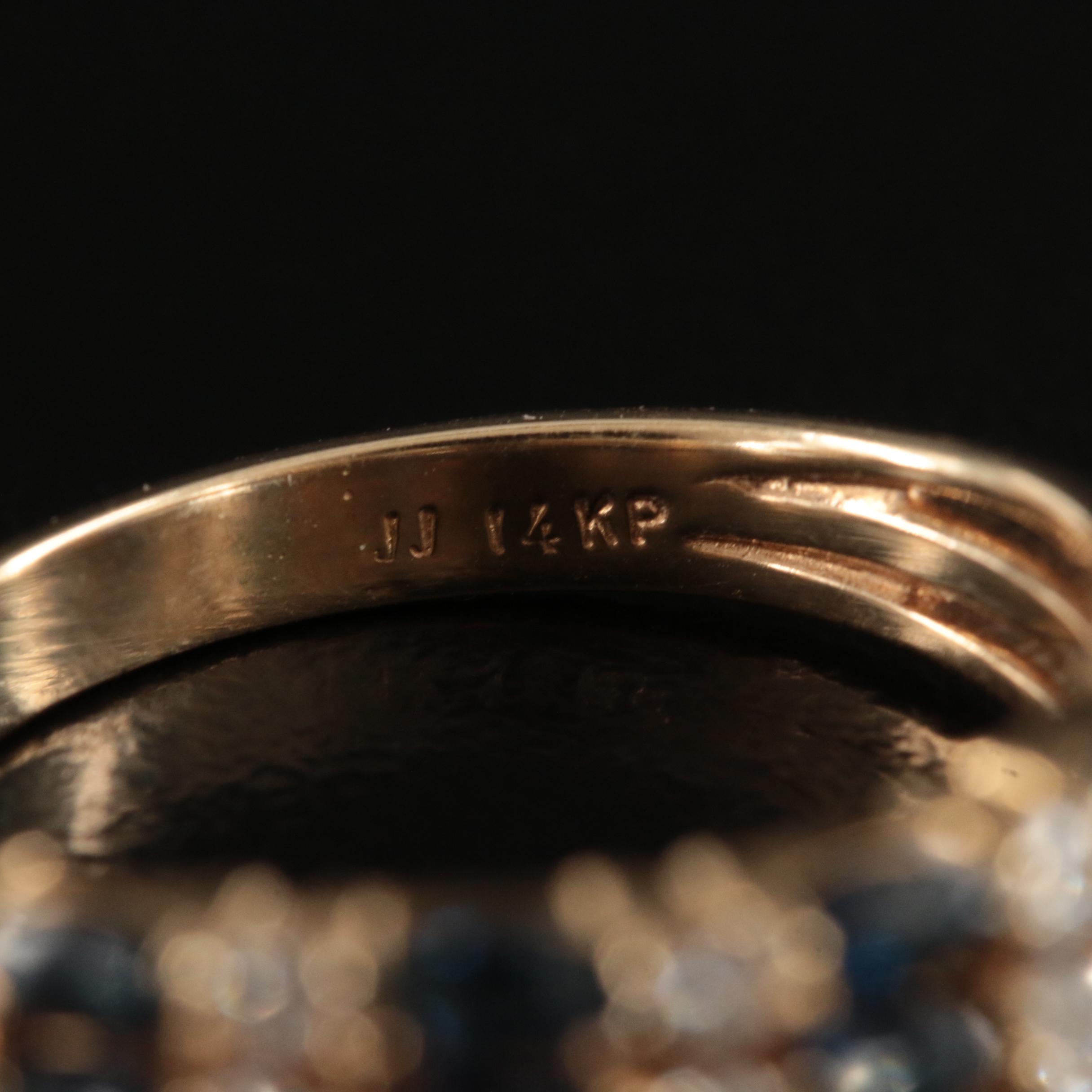 14K Sapphire and Diamond Triple Row Ring