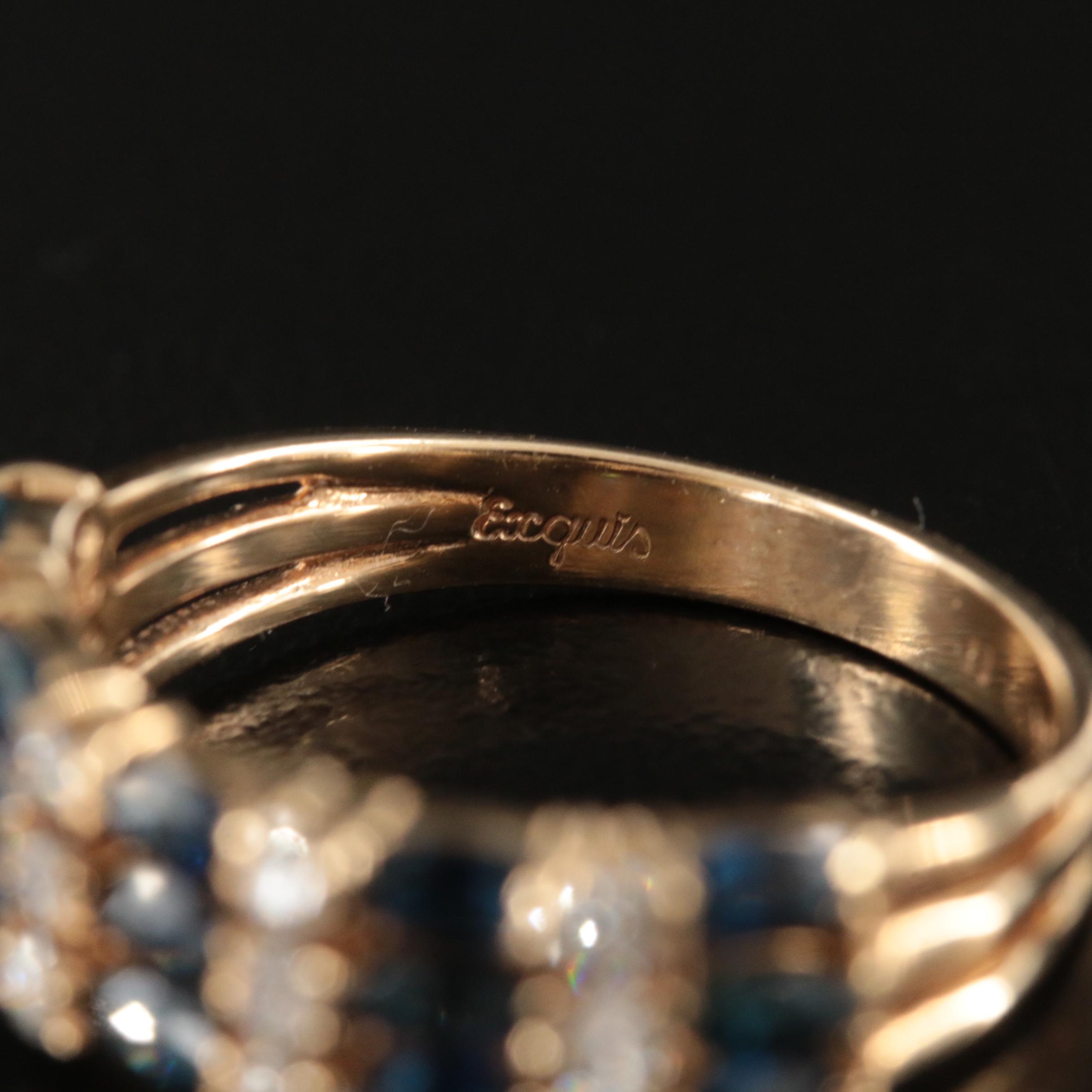 14K Sapphire and Diamond Triple Row Ring