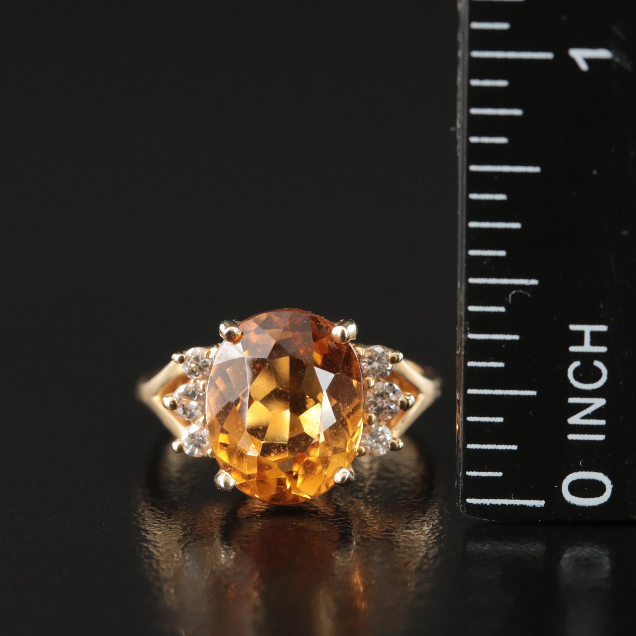14K Citrine and Diamond Ring