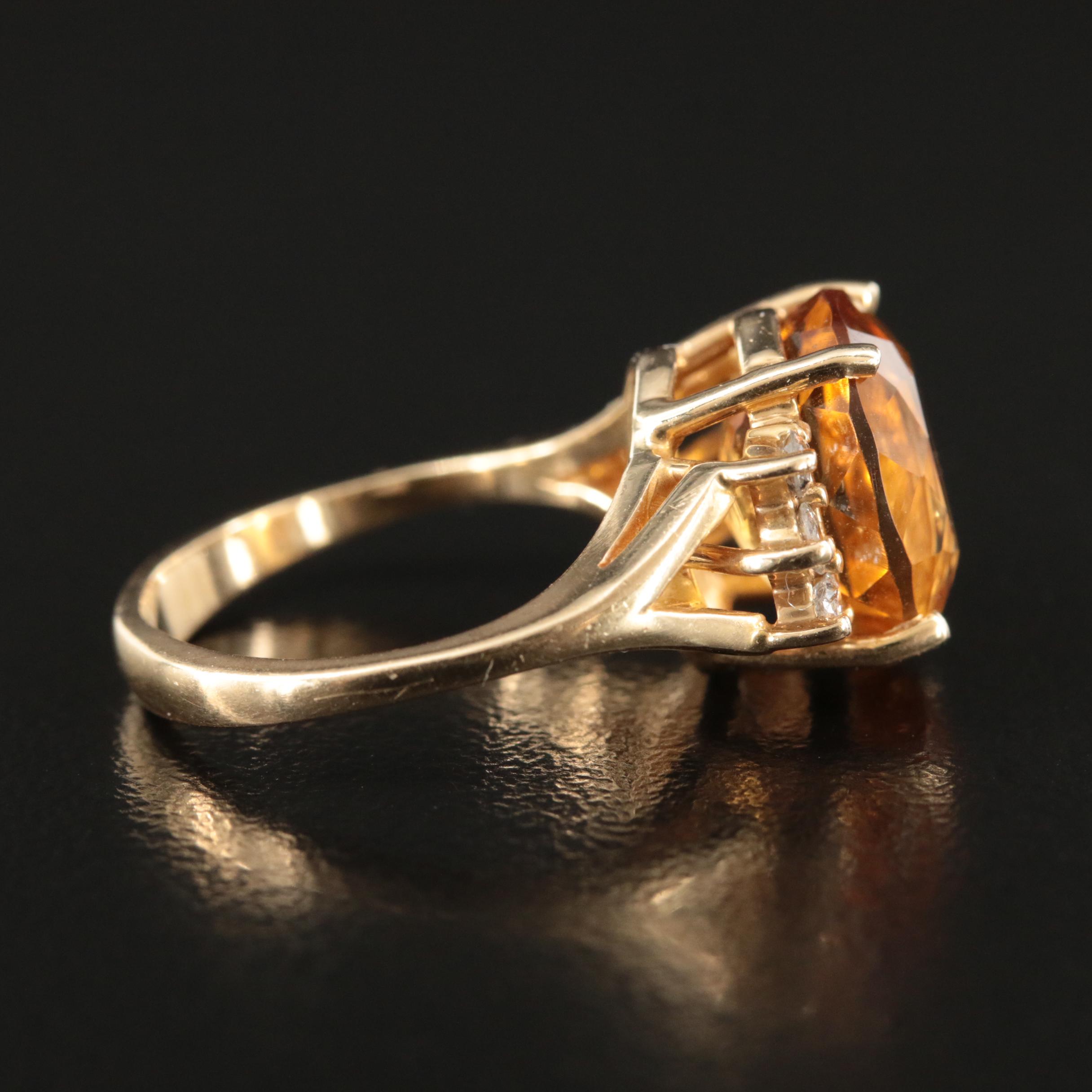 14K Citrine and Diamond Ring