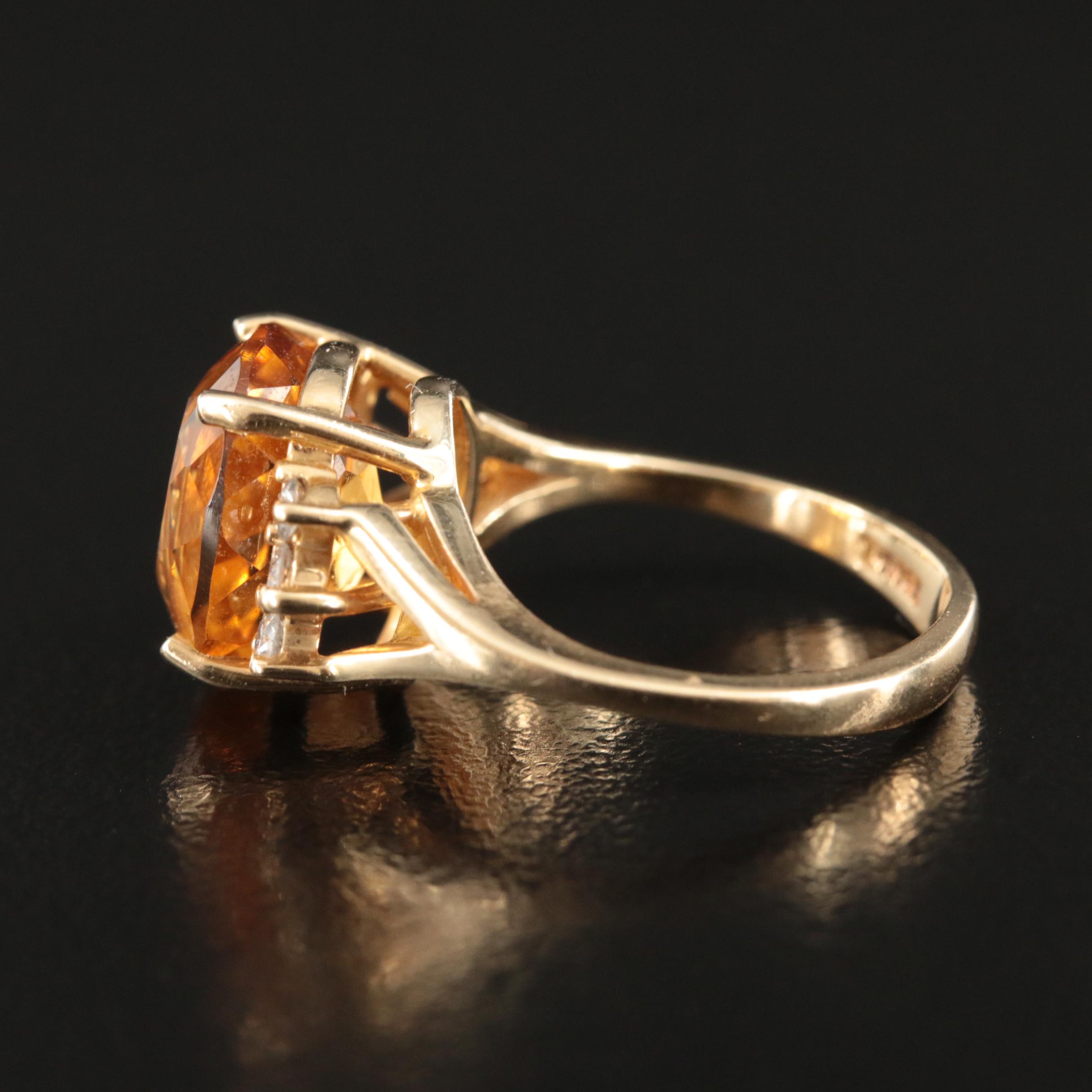 14K Citrine and Diamond Ring