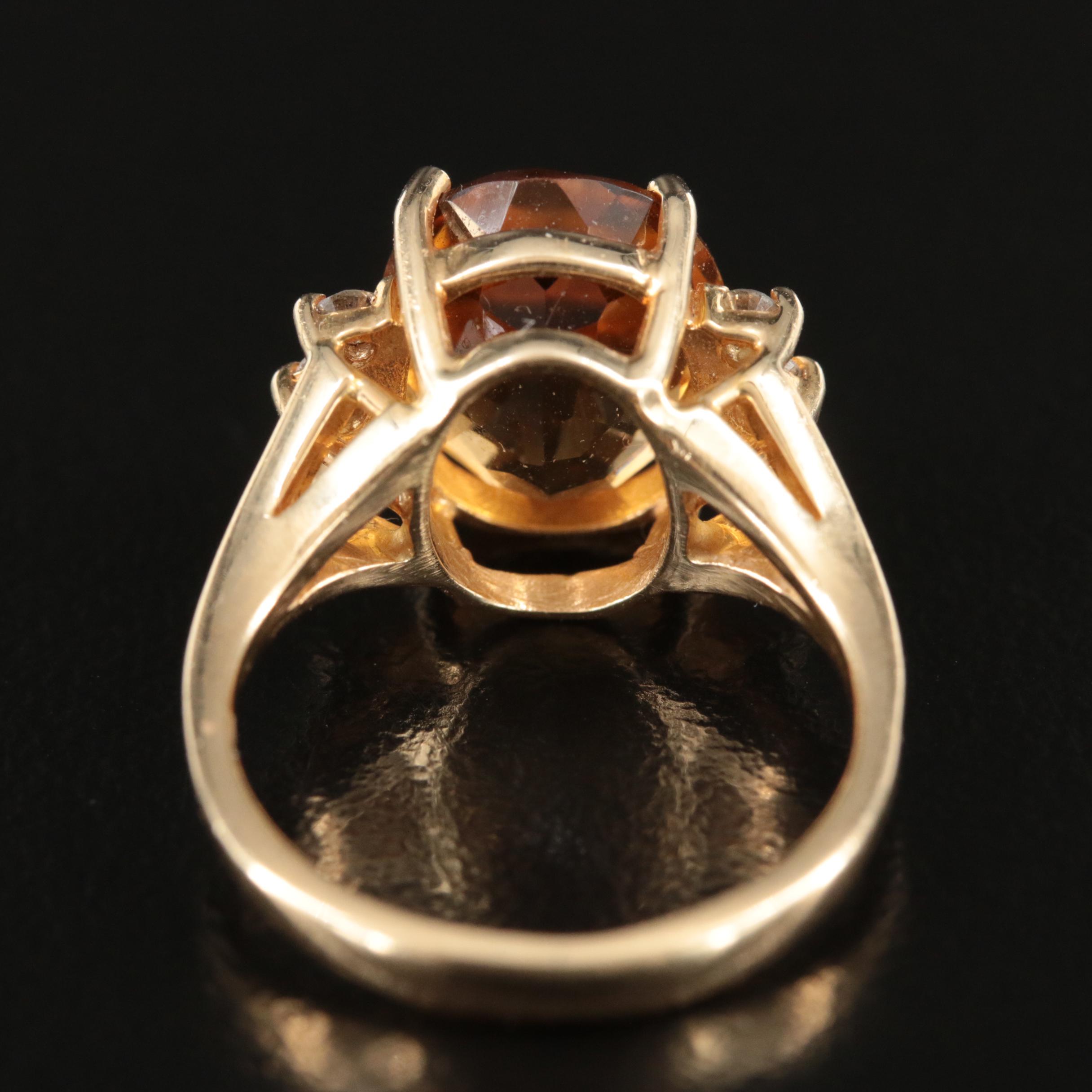 14K Citrine and Diamond Ring